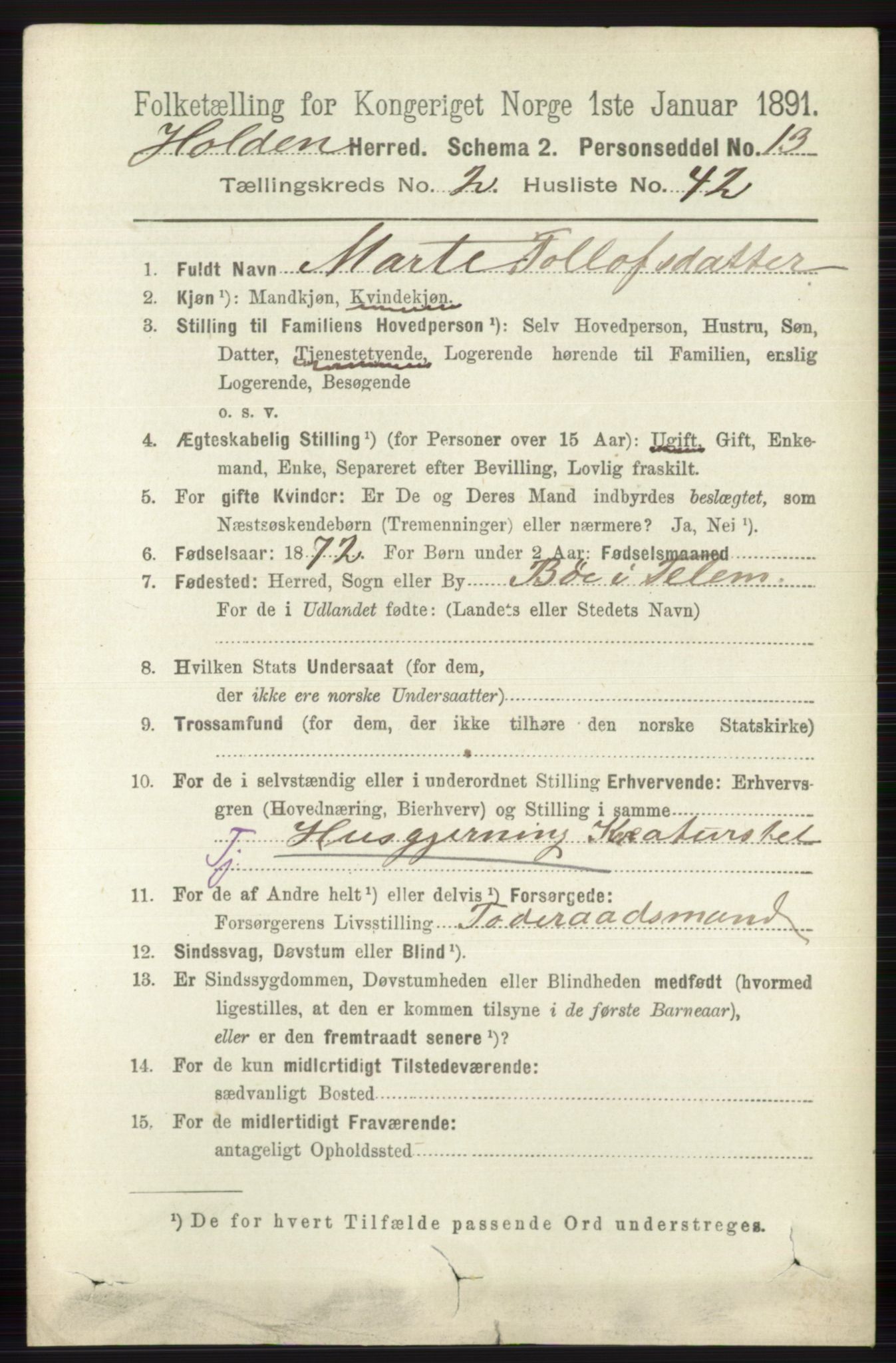 RA, 1891 census for 0819 Holla, 1891, p. 1060