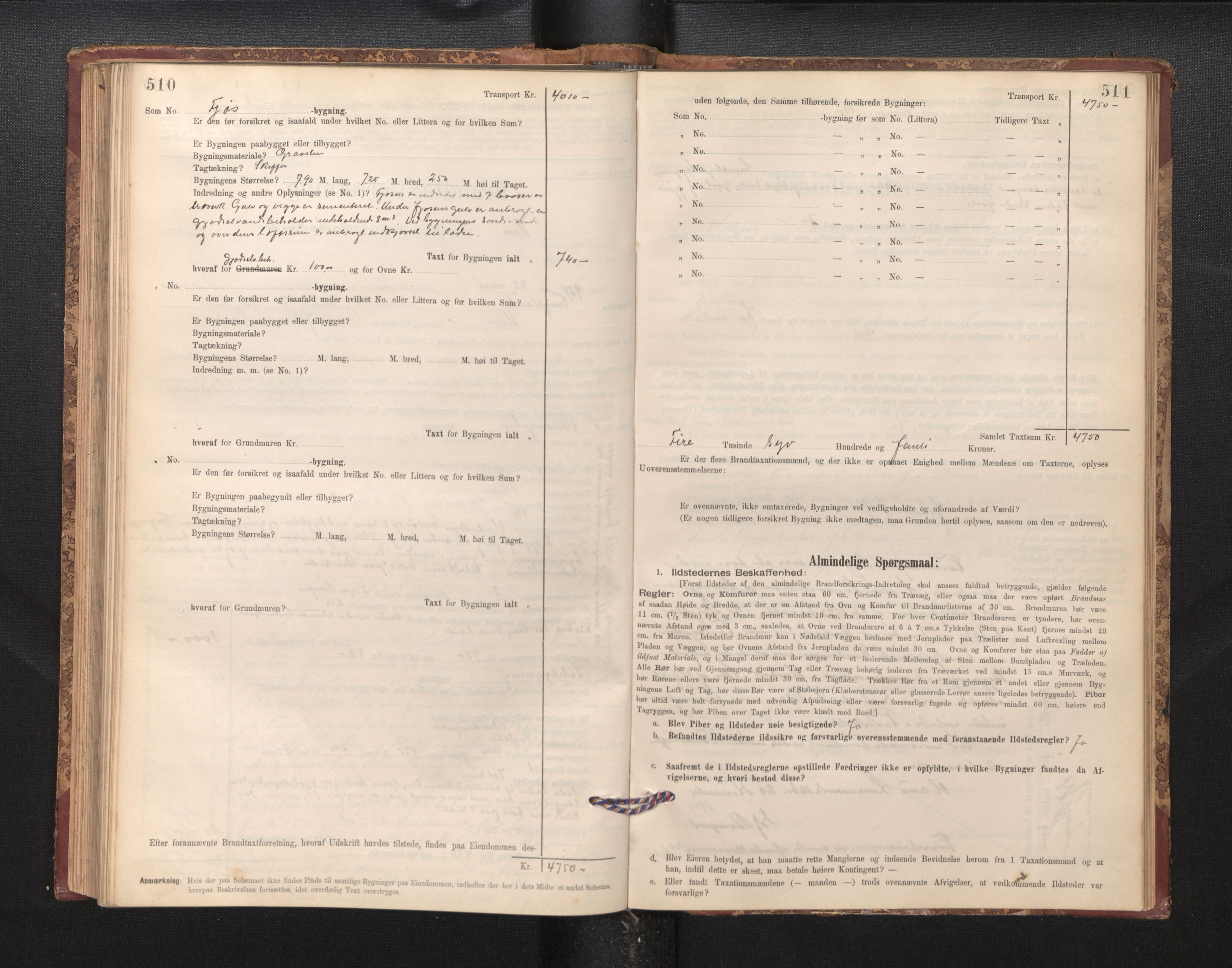 Lensmannen i Haus, SAB/A-32701/0012/L0006: Branntakstprotokoll, skjematakst, 1895-1941, p. 510-511