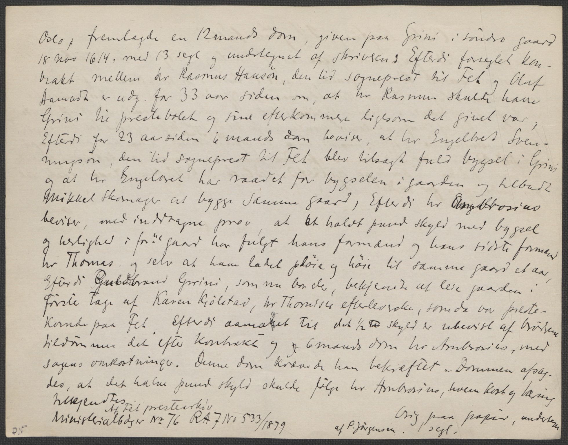 Riksarkivets diplomsamling, AV/RA-EA-5965/F15/L0008: Prestearkiv - Akershus, 1581-1619, p. 108