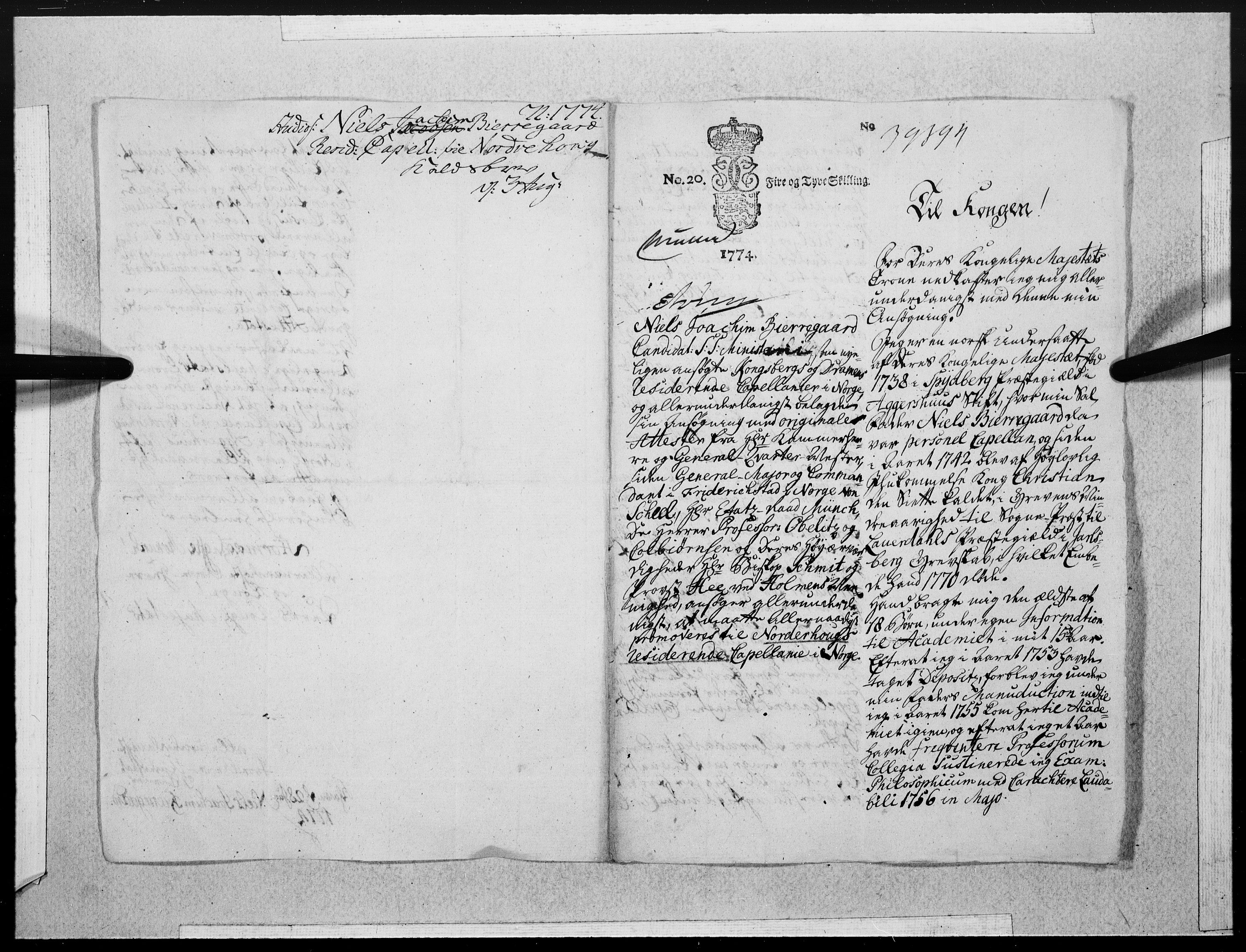 Danske Kanselli 1572-1799, RA/EA-3023/F/Fc/Fcc/Fcca/L0213: Norske innlegg 1572-1799, 1774, p. 209