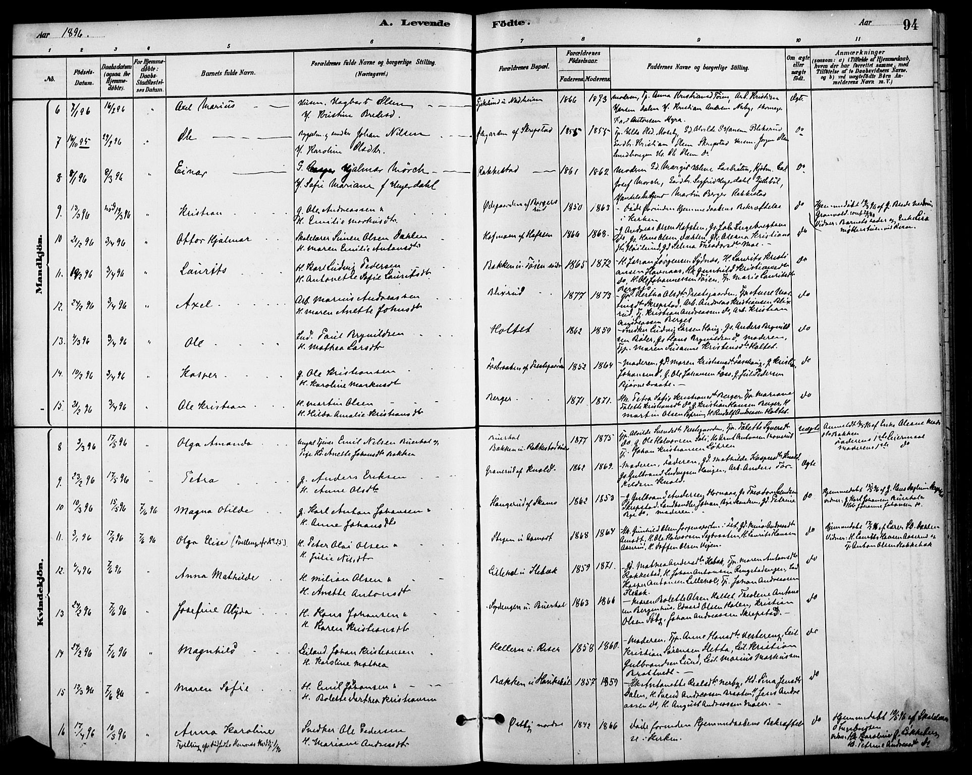 Høland prestekontor Kirkebøker, SAO/A-10346a/F/Fa/L0013: Parish register (official) no. I 13, 1880-1897, p. 94