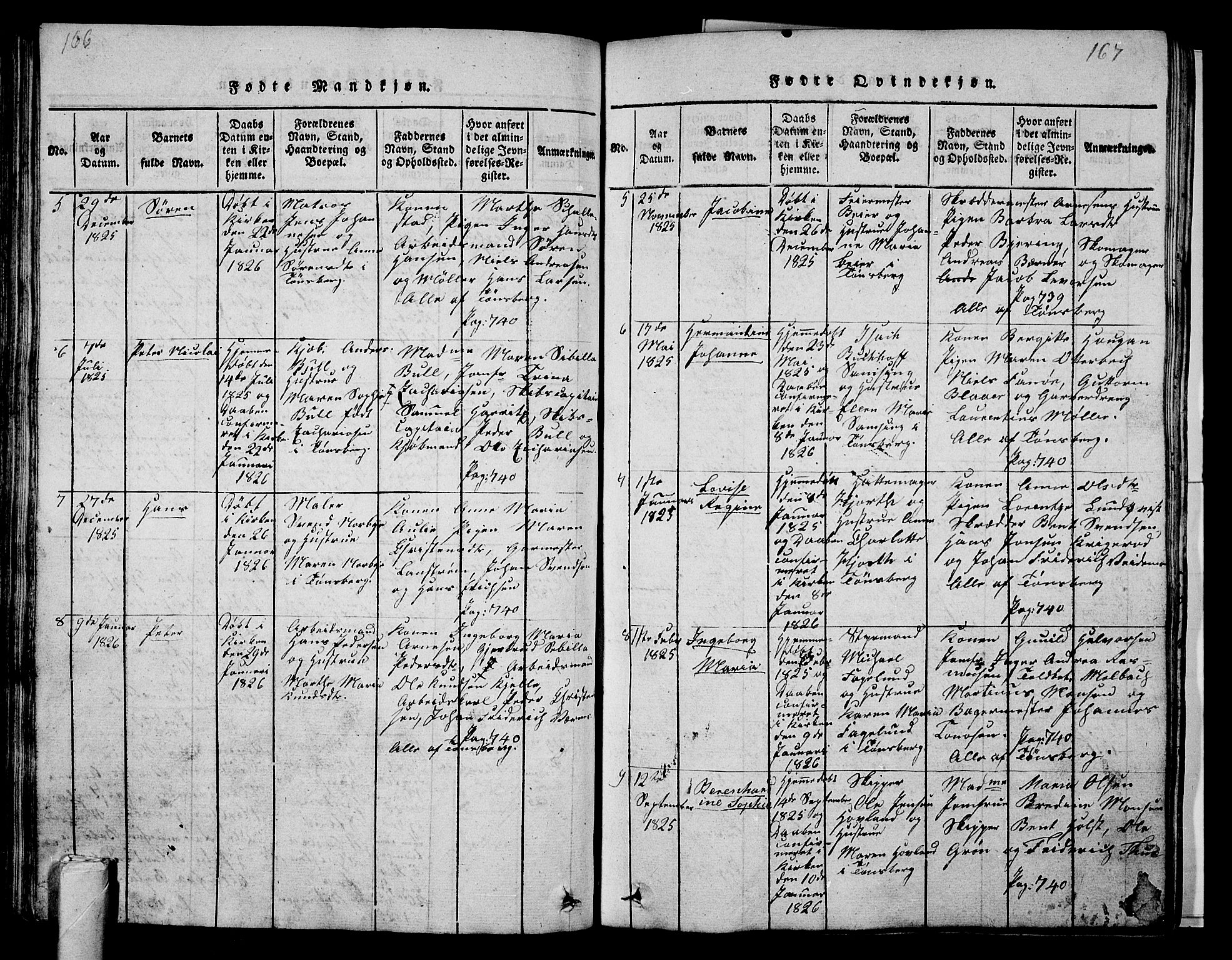 Tønsberg kirkebøker, SAKO/A-330/G/Ga/L0001: Parish register (copy) no. 1, 1813-1826, p. 166-167