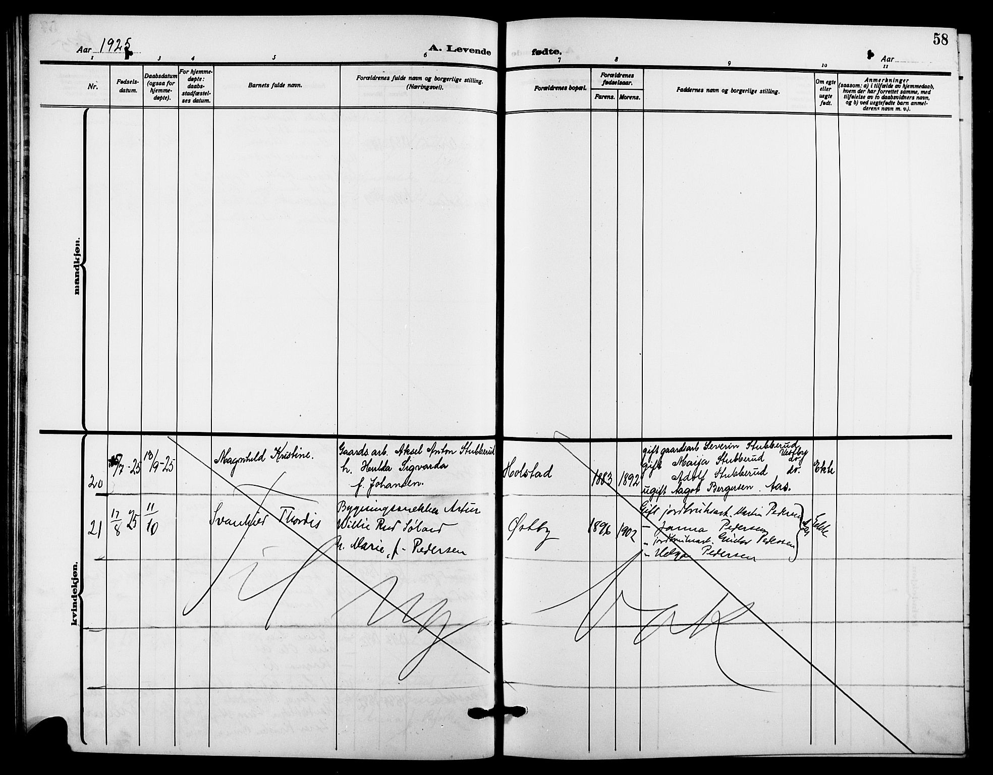 Ås prestekontor Kirkebøker, AV/SAO-A-10894/G/Ga/L0005: Parish register (copy) no. I 5, 1916-1924, p. 58