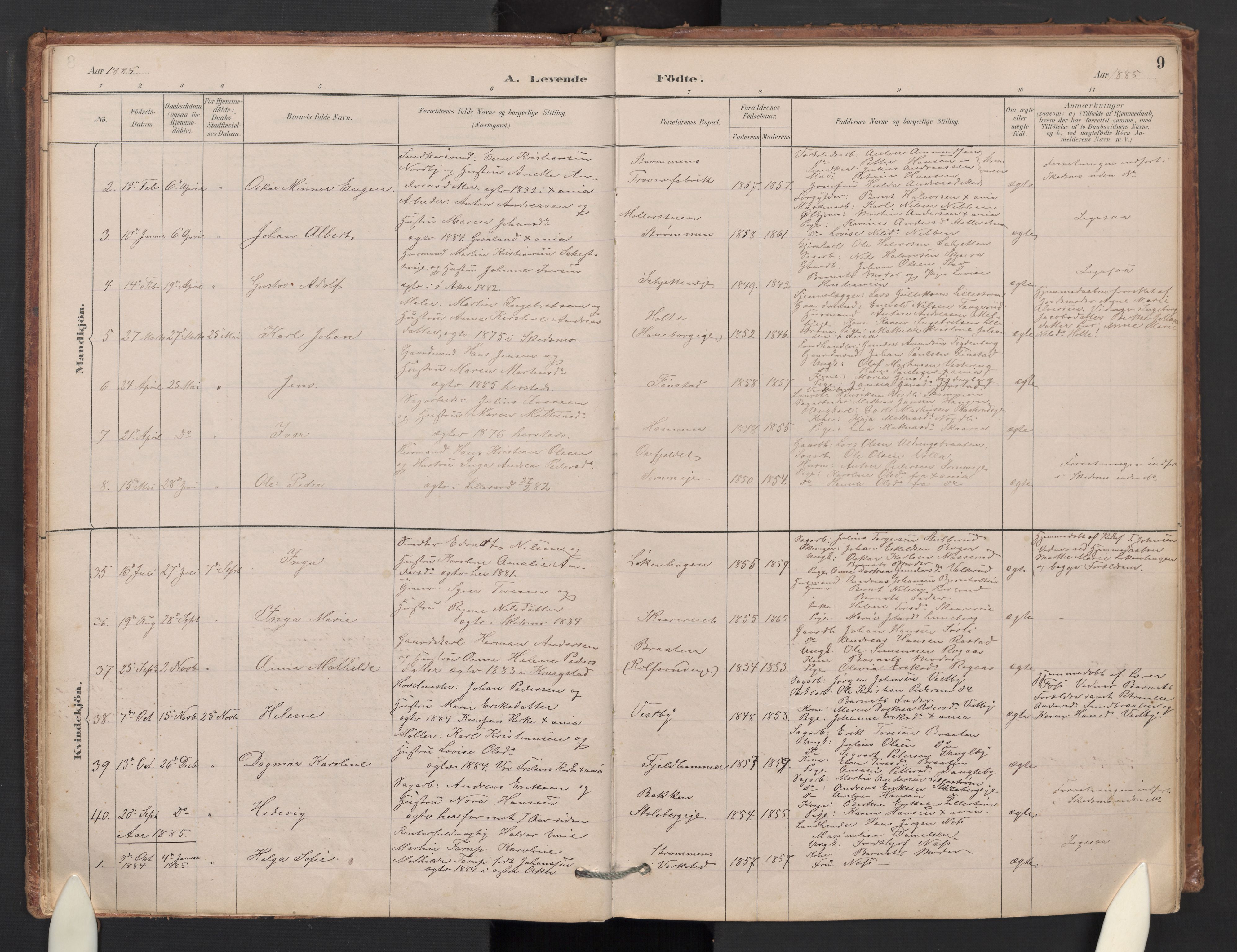 Skedsmo prestekontor Kirkebøker, SAO/A-10033a/G/Gb/L0001: Parish register (copy) no. II 1, 1883-1903, p. 9