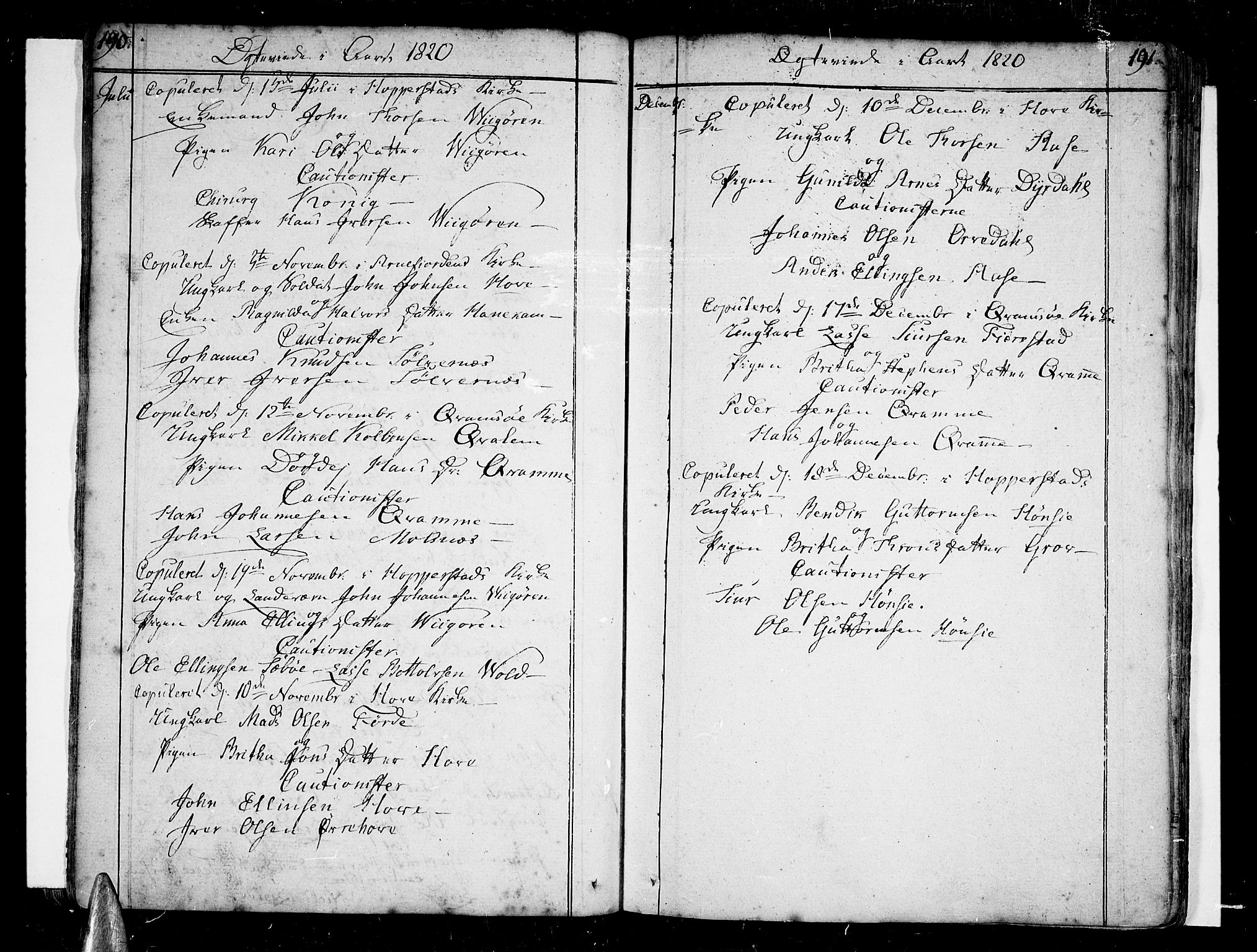 Vik sokneprestembete, SAB/A-81501: Parish register (official) no. A 5, 1787-1820, p. 190-191