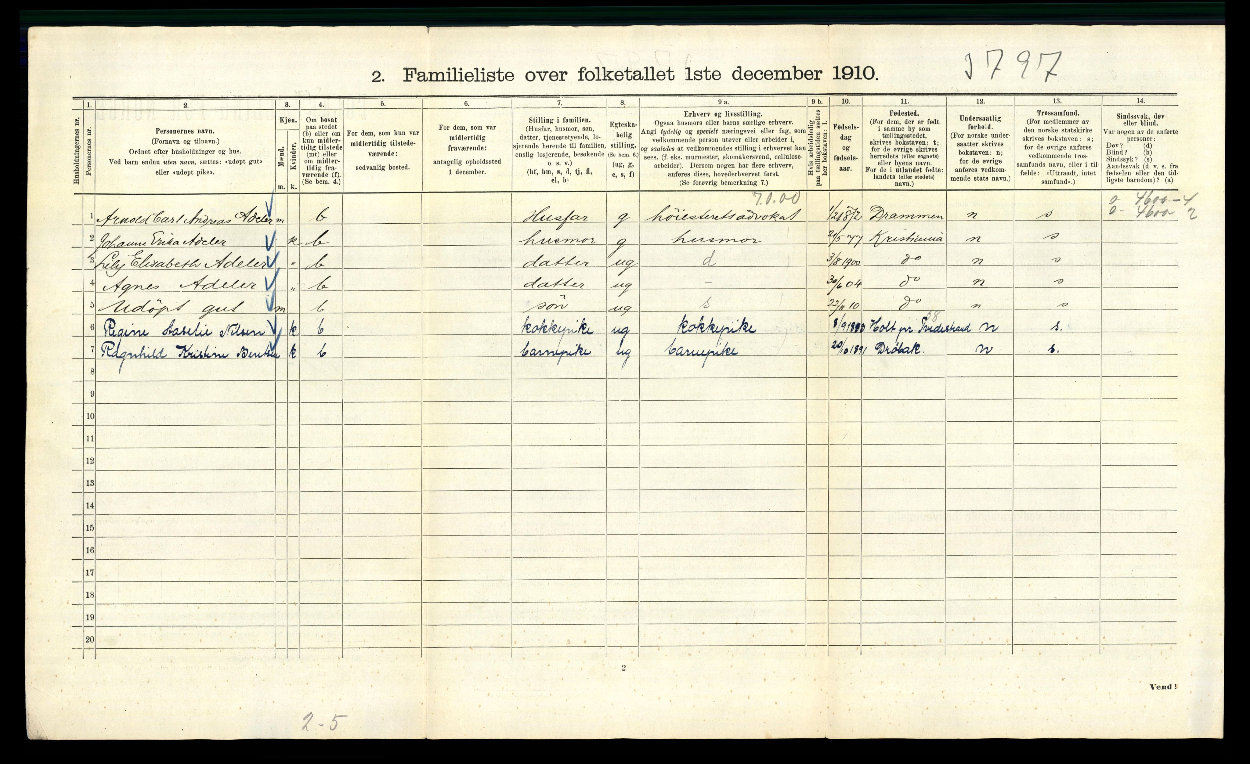 RA, 1910 census for Kristiania, 1910, p. 46252