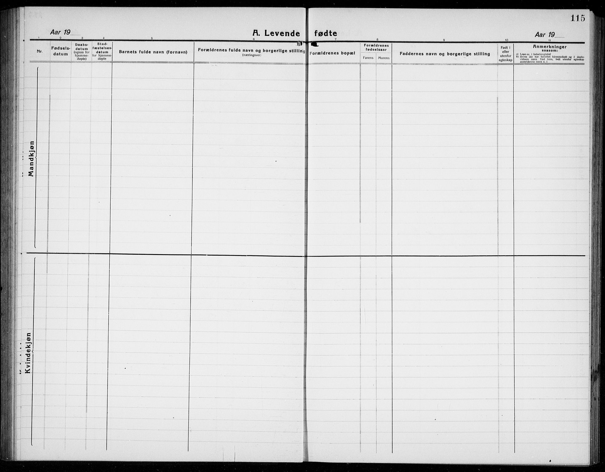 Os sokneprestembete, SAB/A-99929: Parish register (copy) no. A 5, 1923-1941, p. 115