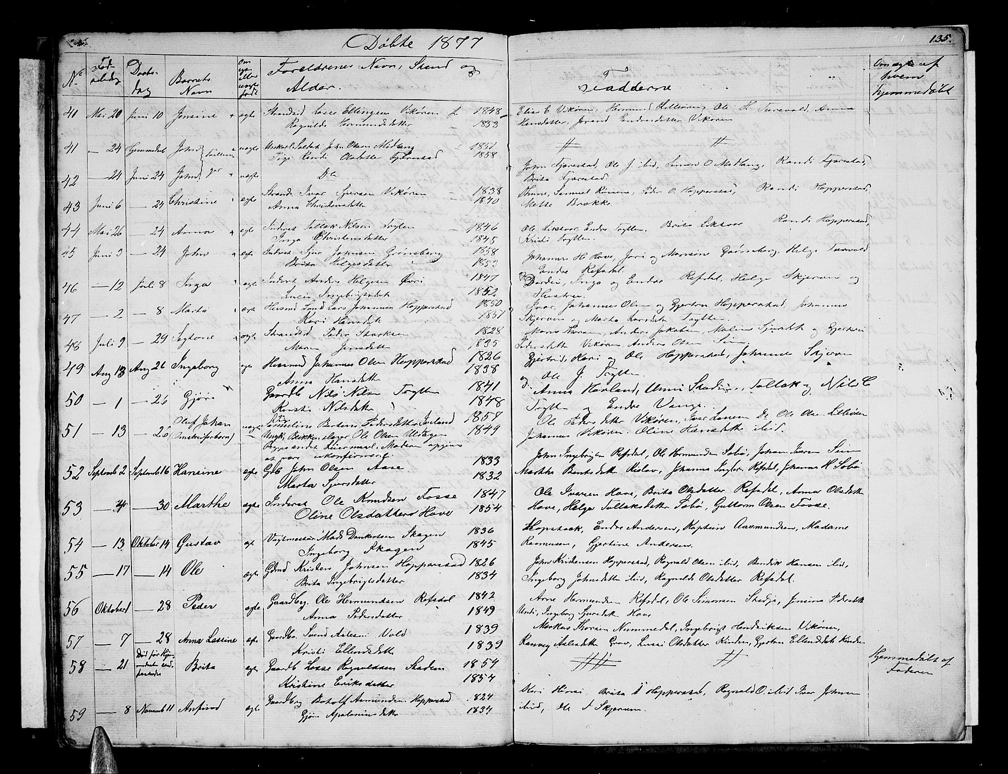 Vik sokneprestembete, AV/SAB-A-81501/H/Hab/Haba/L0002: Parish register (copy) no. A 2, 1856-1877, p. 135