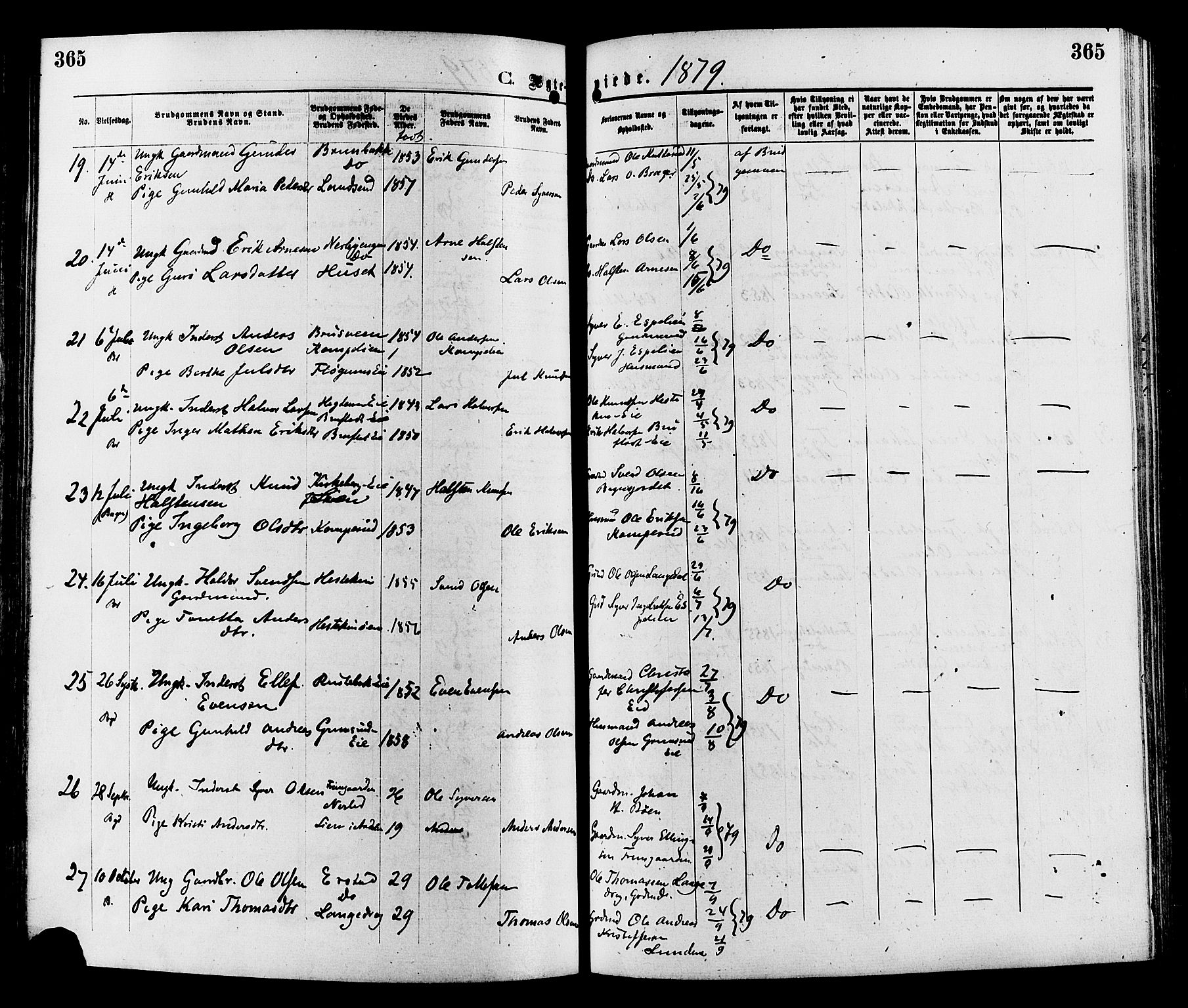 Sør-Aurdal prestekontor, AV/SAH-PREST-128/H/Ha/Haa/L0008: Parish register (official) no. 8, 1877-1885, p. 365