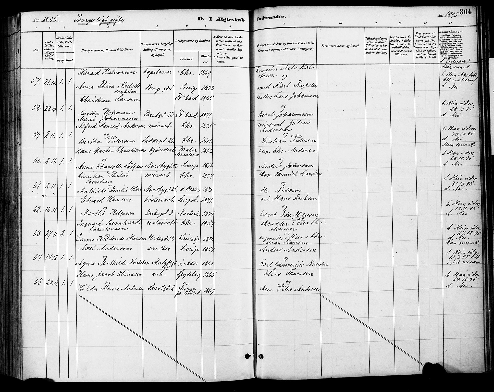 Grønland prestekontor Kirkebøker, SAO/A-10848/F/Fa/L0013: Parish register (official) no. 13, 1887-1906, p. 364