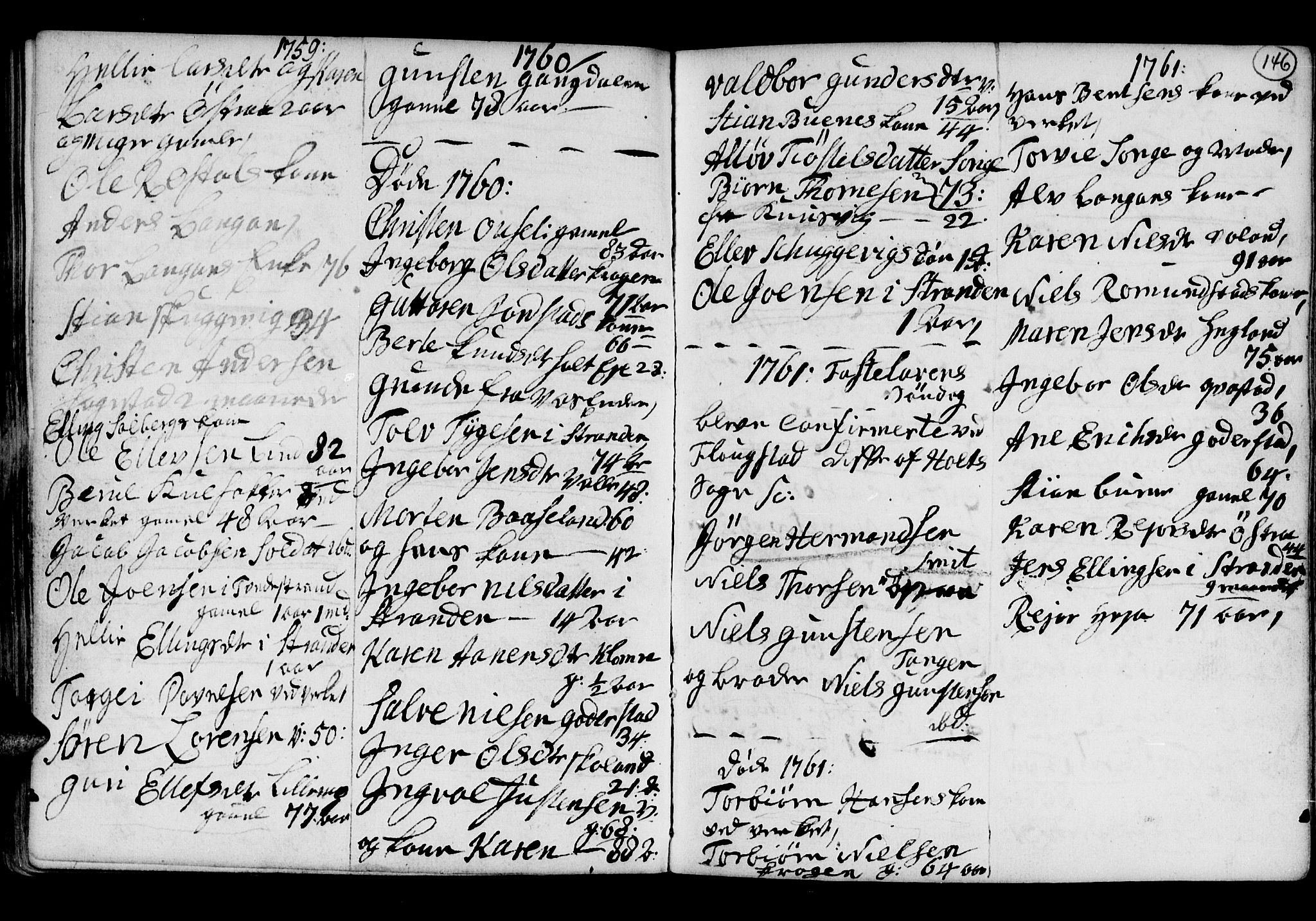 Holt sokneprestkontor, SAK/1111-0021/F/Fb/L0005: Parish register (copy) no. B 5, 1746-1764, p. 146