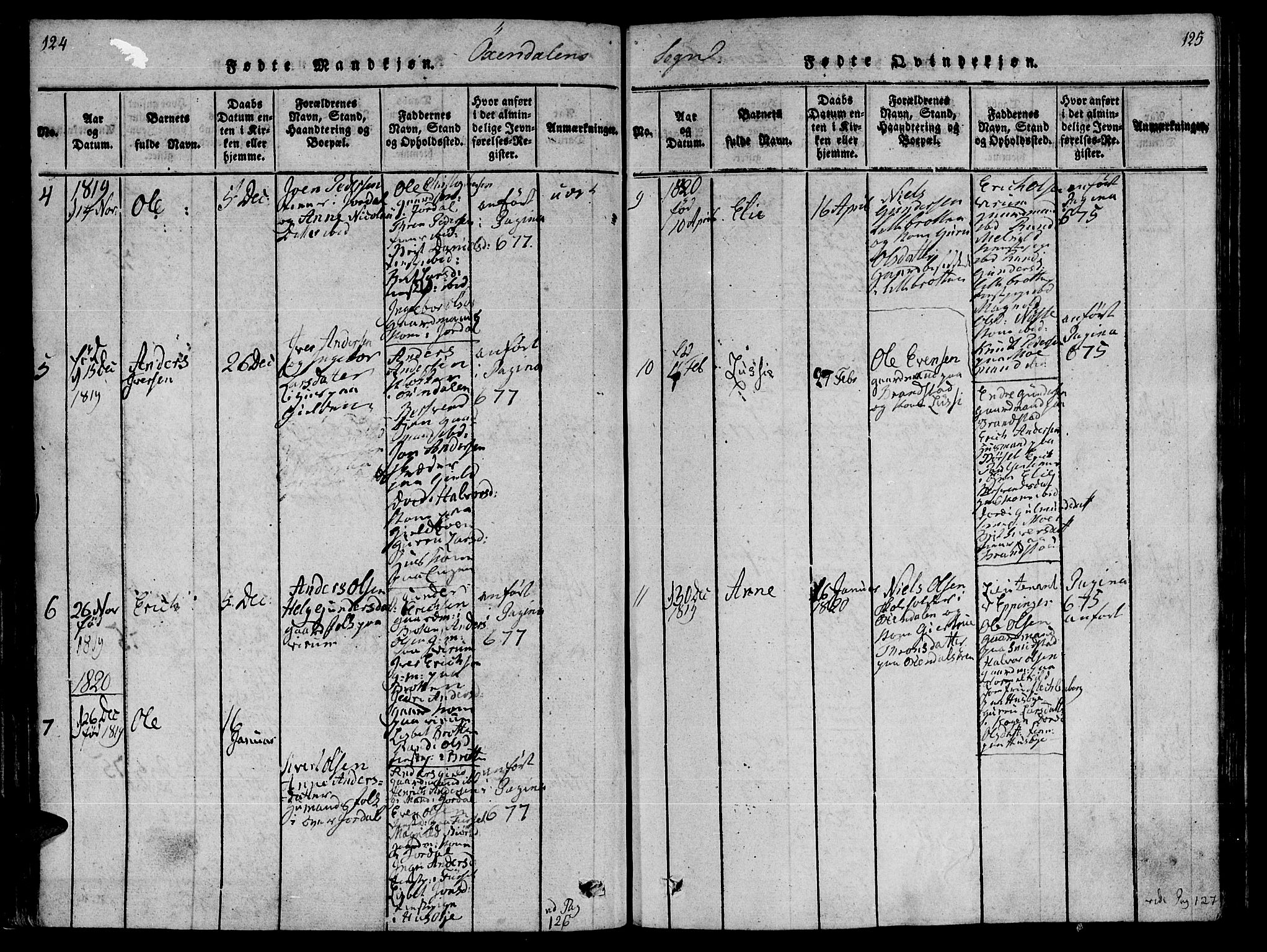 Ministerialprotokoller, klokkerbøker og fødselsregistre - Møre og Romsdal, AV/SAT-A-1454/590/L1011: Parish register (official) no. 590A03 /3, 1819-1832, p. 124-125