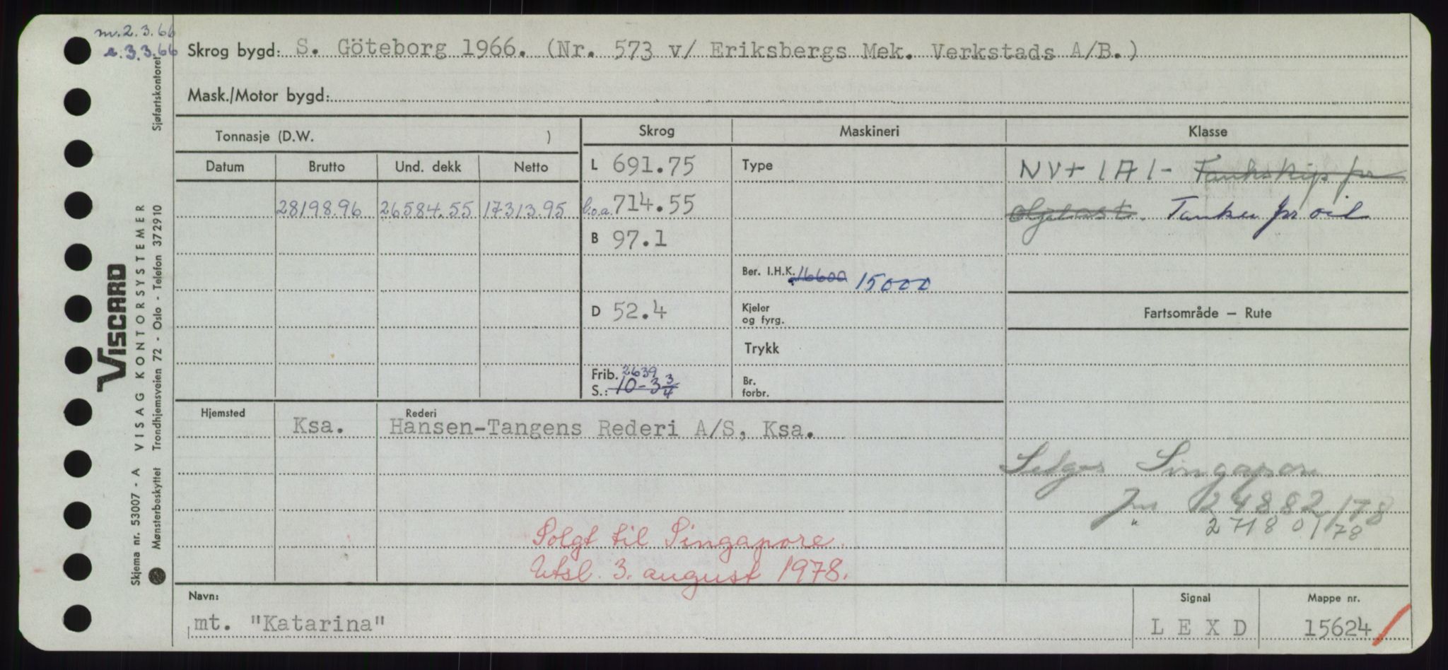 Sjøfartsdirektoratet med forløpere, Skipsmålingen, RA/S-1627/H/Hd/L0020: Fartøy, K-Kon, p. 169