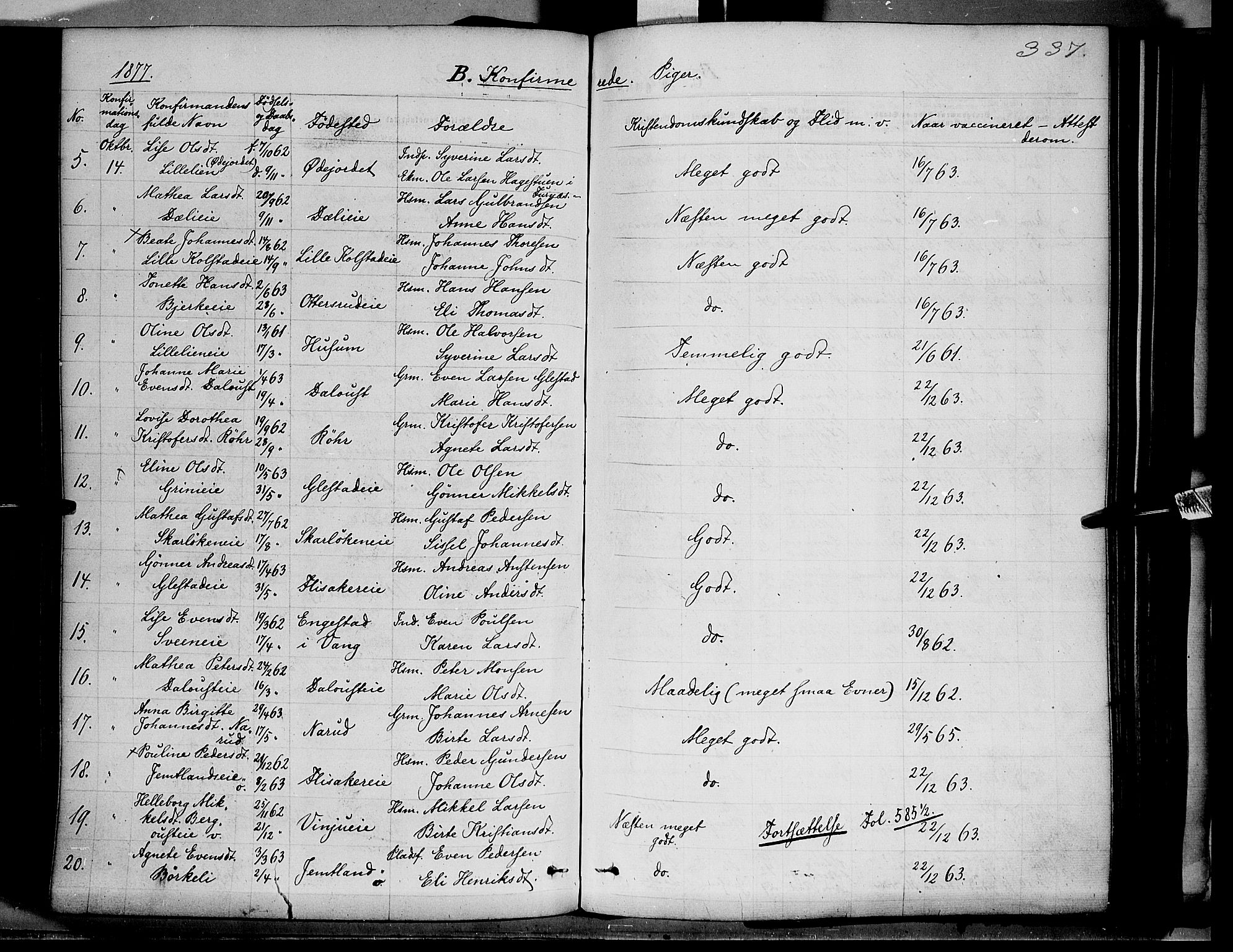 Ringsaker prestekontor, AV/SAH-PREST-014/K/Ka/L0011: Parish register (official) no. 11, 1870-1878, p. 337