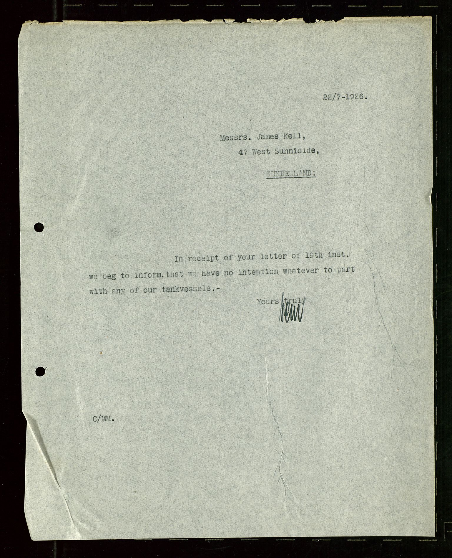 Pa 1521 - A/S Norske Shell, AV/SAST-A-101915/E/Ea/Eaa/L0024: Sjefskorrespondanse, 1926, p. 455