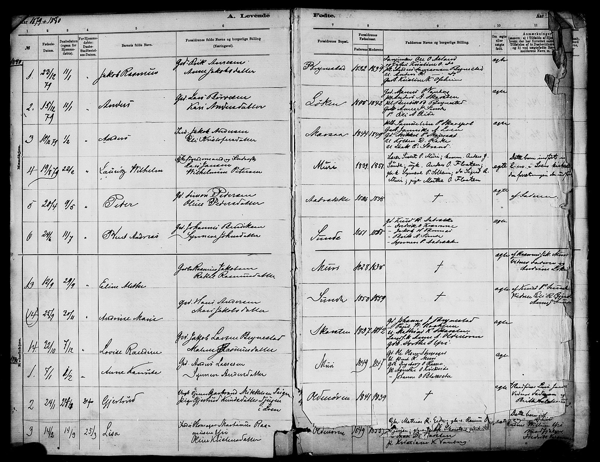 Innvik sokneprestembete, AV/SAB-A-80501: Parish register (official) no. C 1, 1879-1900, p. 7 (v), 8 (h)