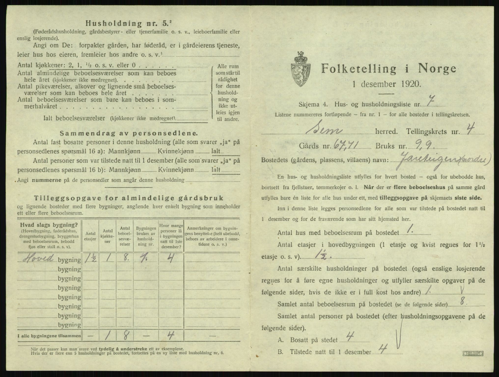 SAKO, 1920 census for Sem, 1920, p. 757