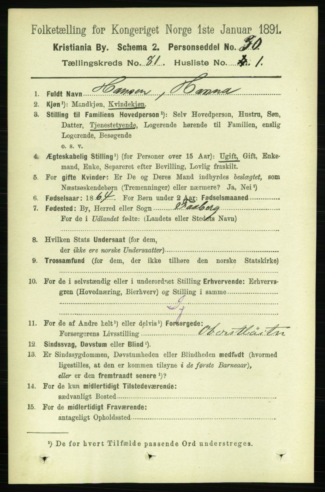 RA, 1891 census for 0301 Kristiania, 1891, p. 41554