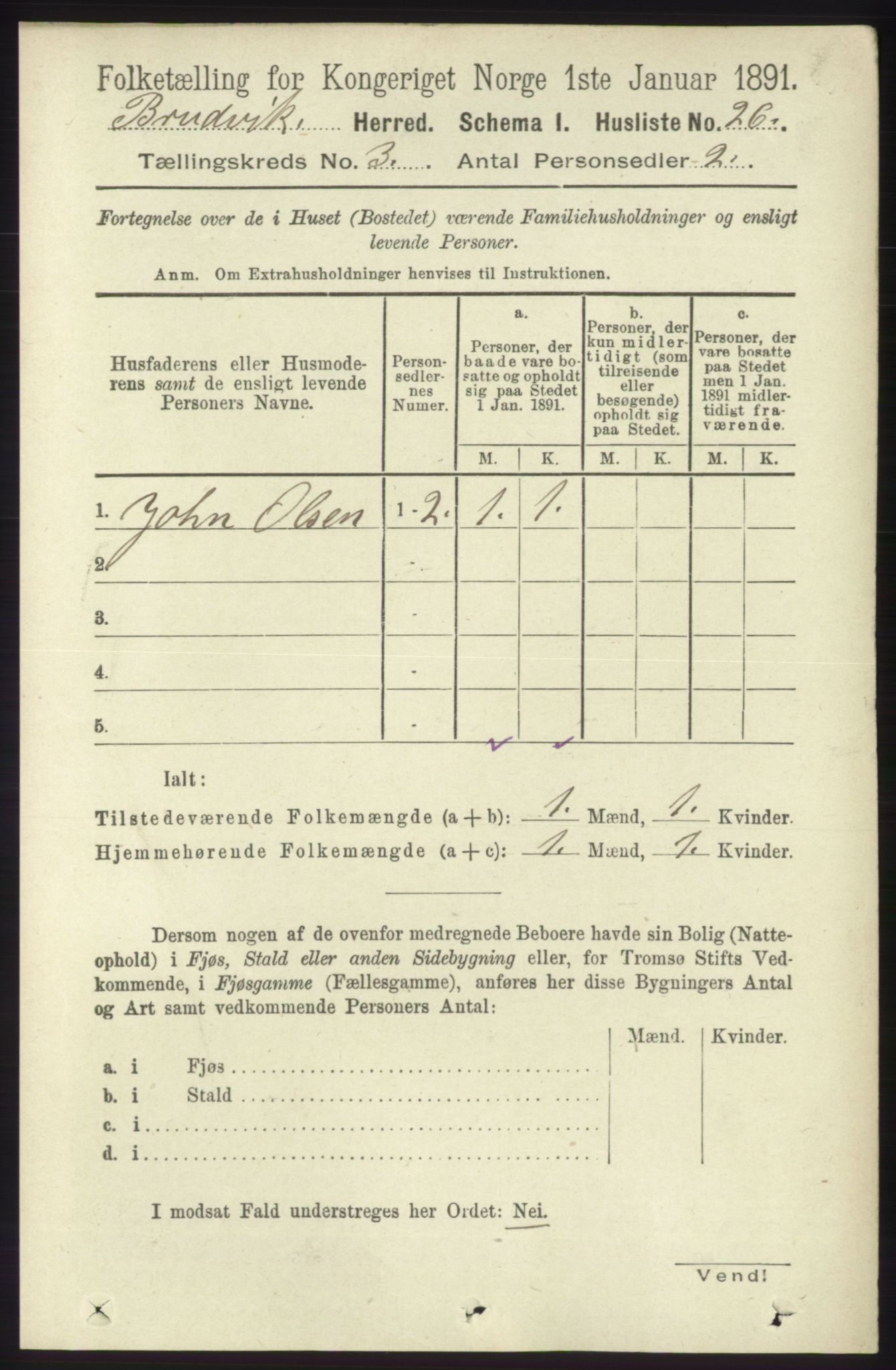 RA, 1891 census for 1251 Bruvik, 1891, p. 821