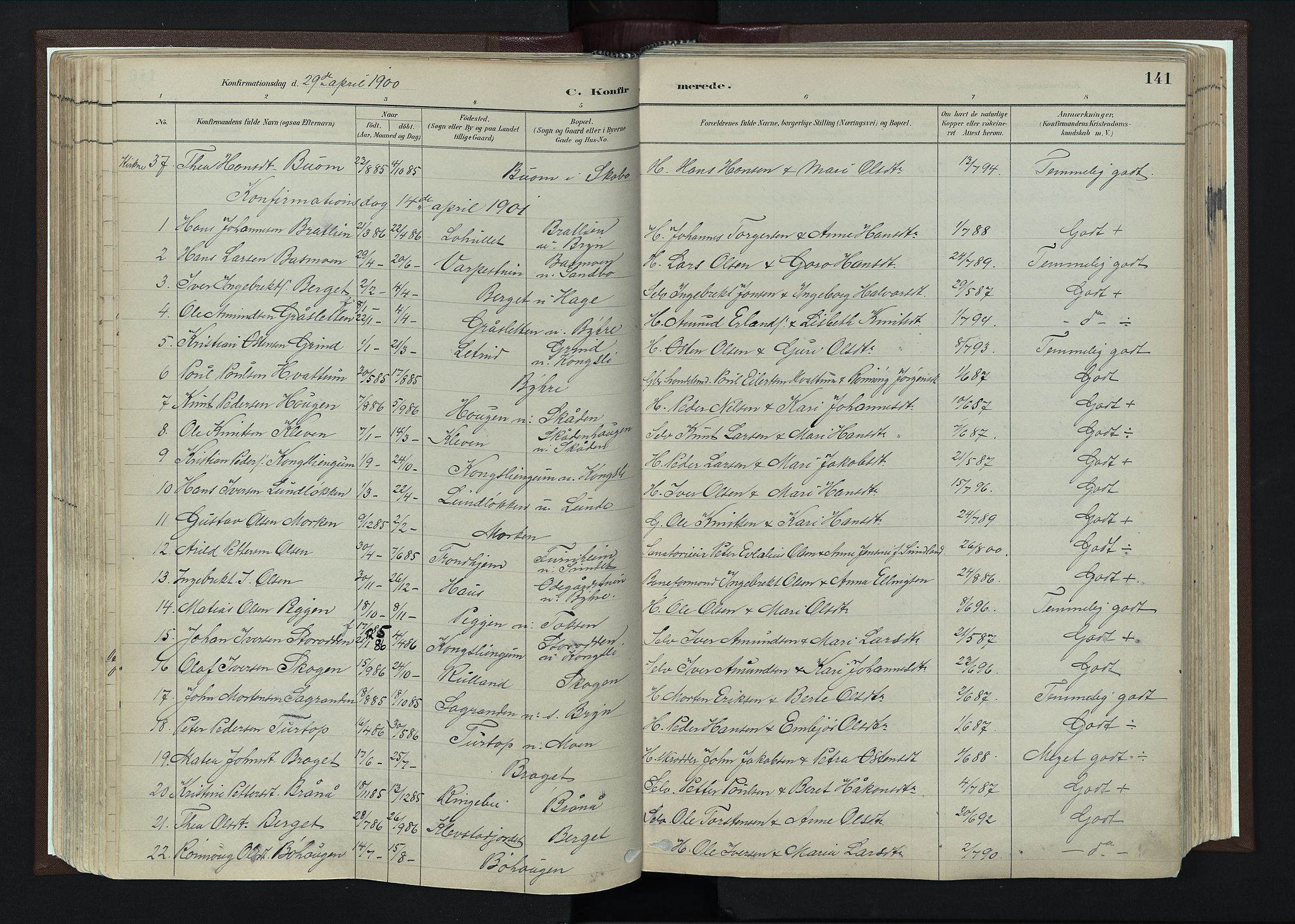 Nord-Fron prestekontor, AV/SAH-PREST-080/H/Ha/Haa/L0004: Parish register (official) no. 4, 1884-1914, p. 141