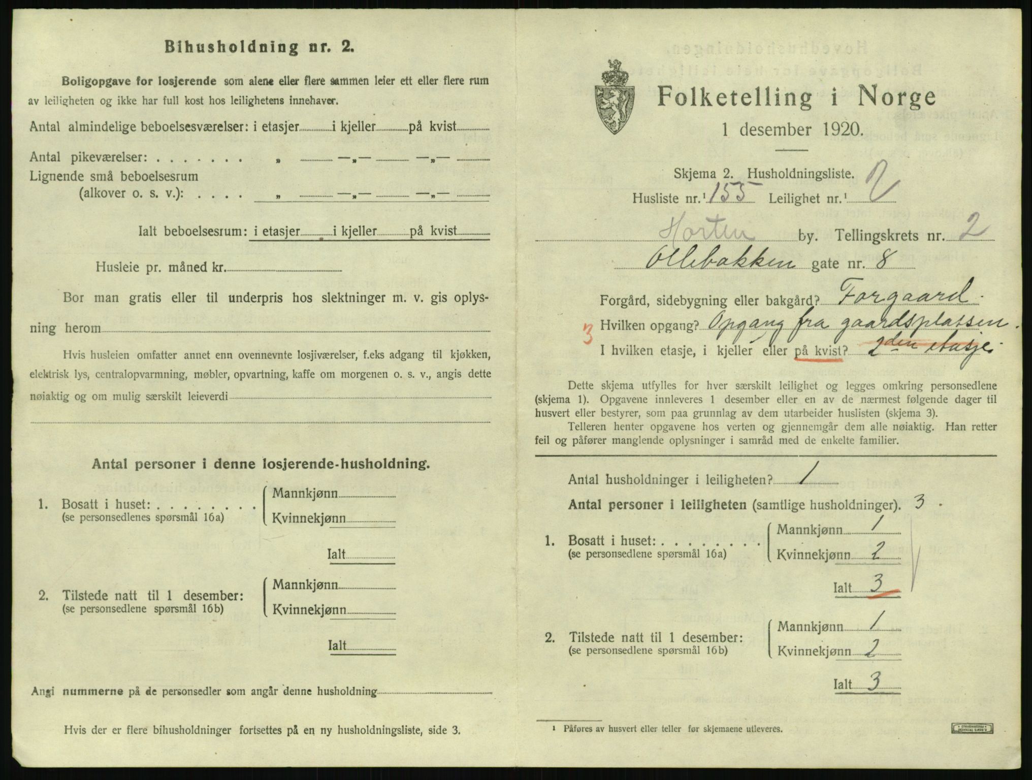 SAKO, 1920 census for Horten, 1920, p. 3919