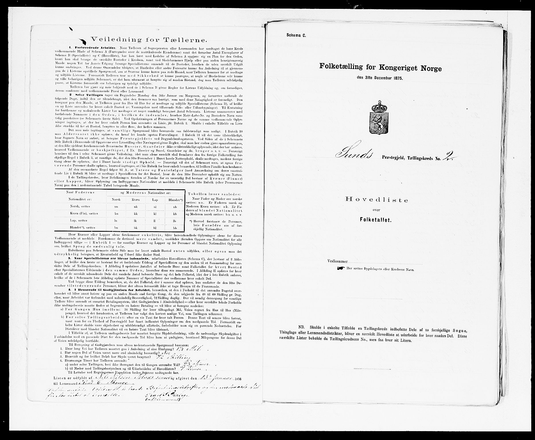 SAB, 1875 census for 1245P Sund, 1875, p. 4