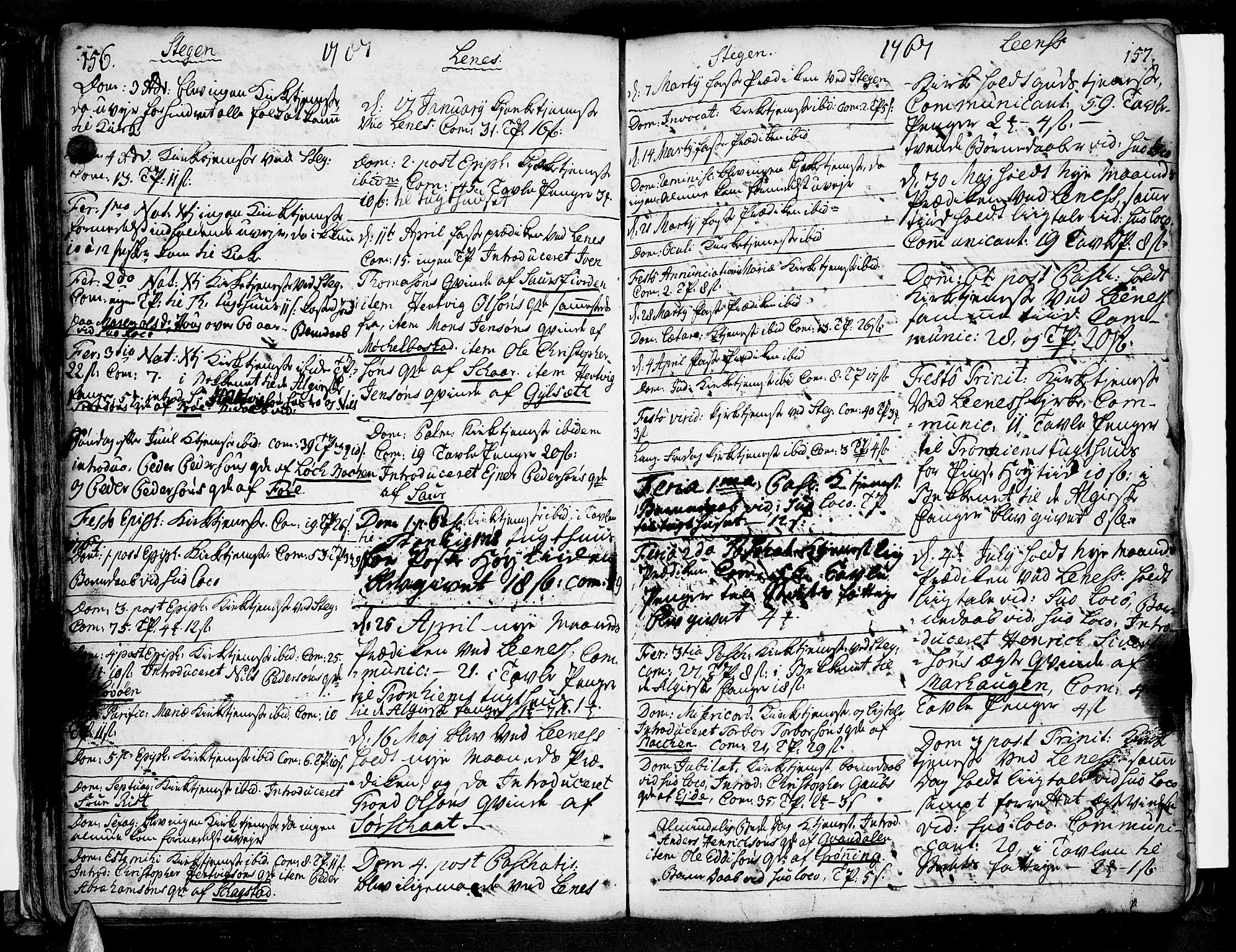 Ministerialprotokoller, klokkerbøker og fødselsregistre - Nordland, AV/SAT-A-1459/855/L0795: Parish register (official) no. 855A03, 1748-1776, p. 156-157