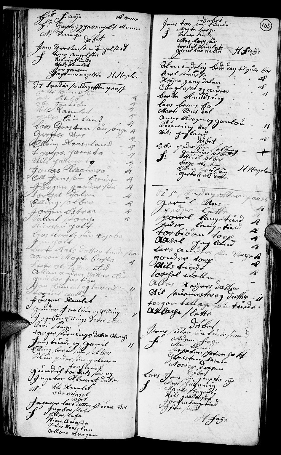 Holt sokneprestkontor, SAK/1111-0021/F/Fb/L0004: Parish register (copy) no. B 4, 1730-1746, p. 103