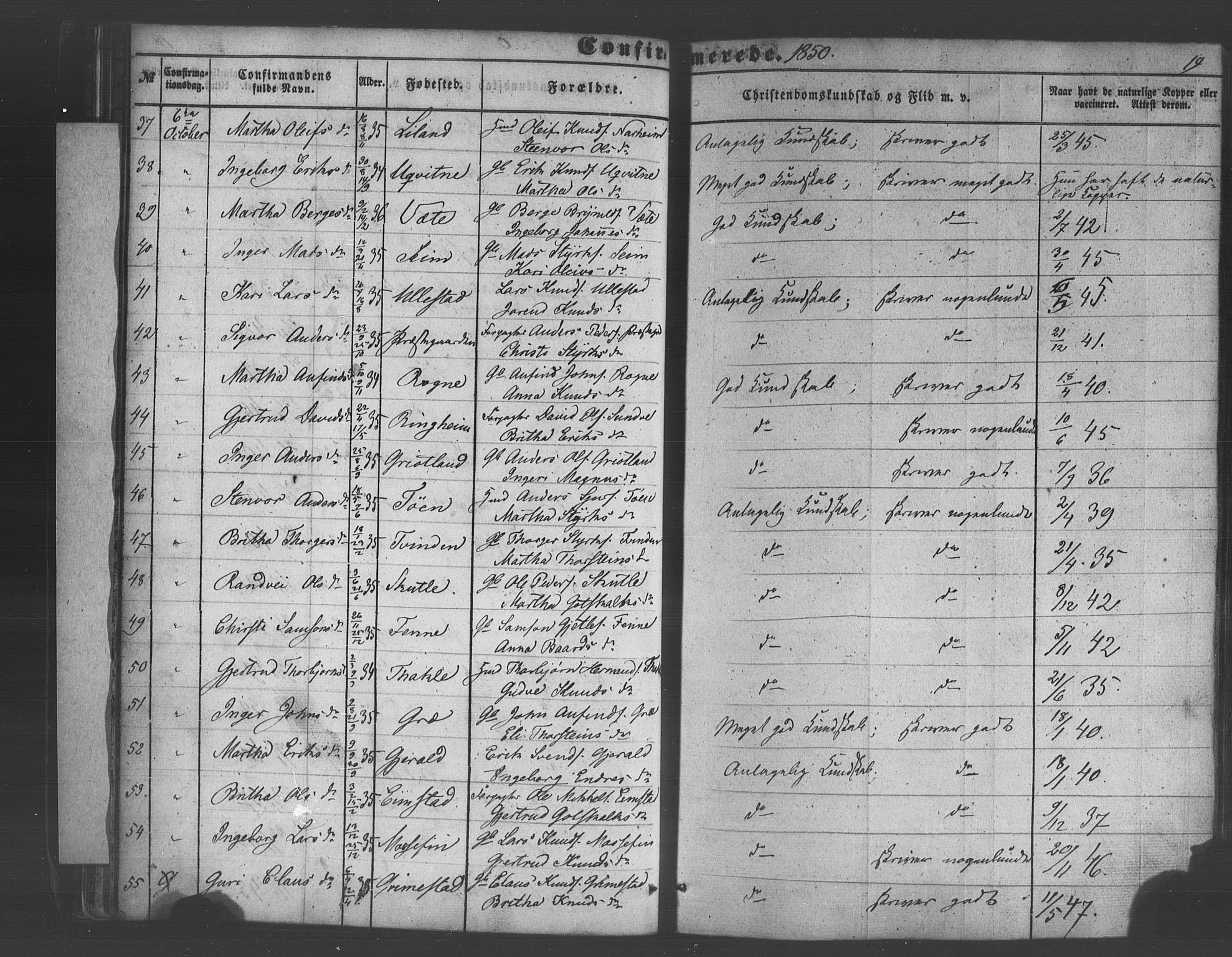 Voss sokneprestembete, SAB/A-79001/H/Haa: Parish register (official) no. A 18, 1848-1876, p. 19
