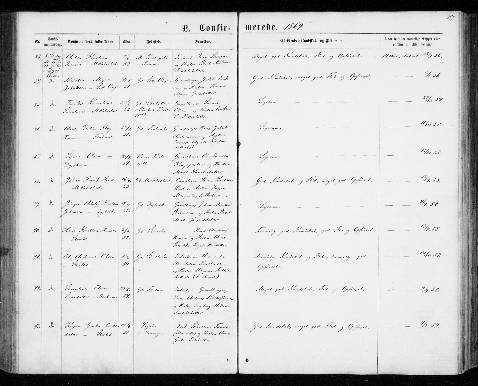 Tranøy sokneprestkontor, AV/SATØ-S-1313/I/Ia/Iaa/L0008kirke: Parish register (official) no. 8, 1867-1877, p. 157