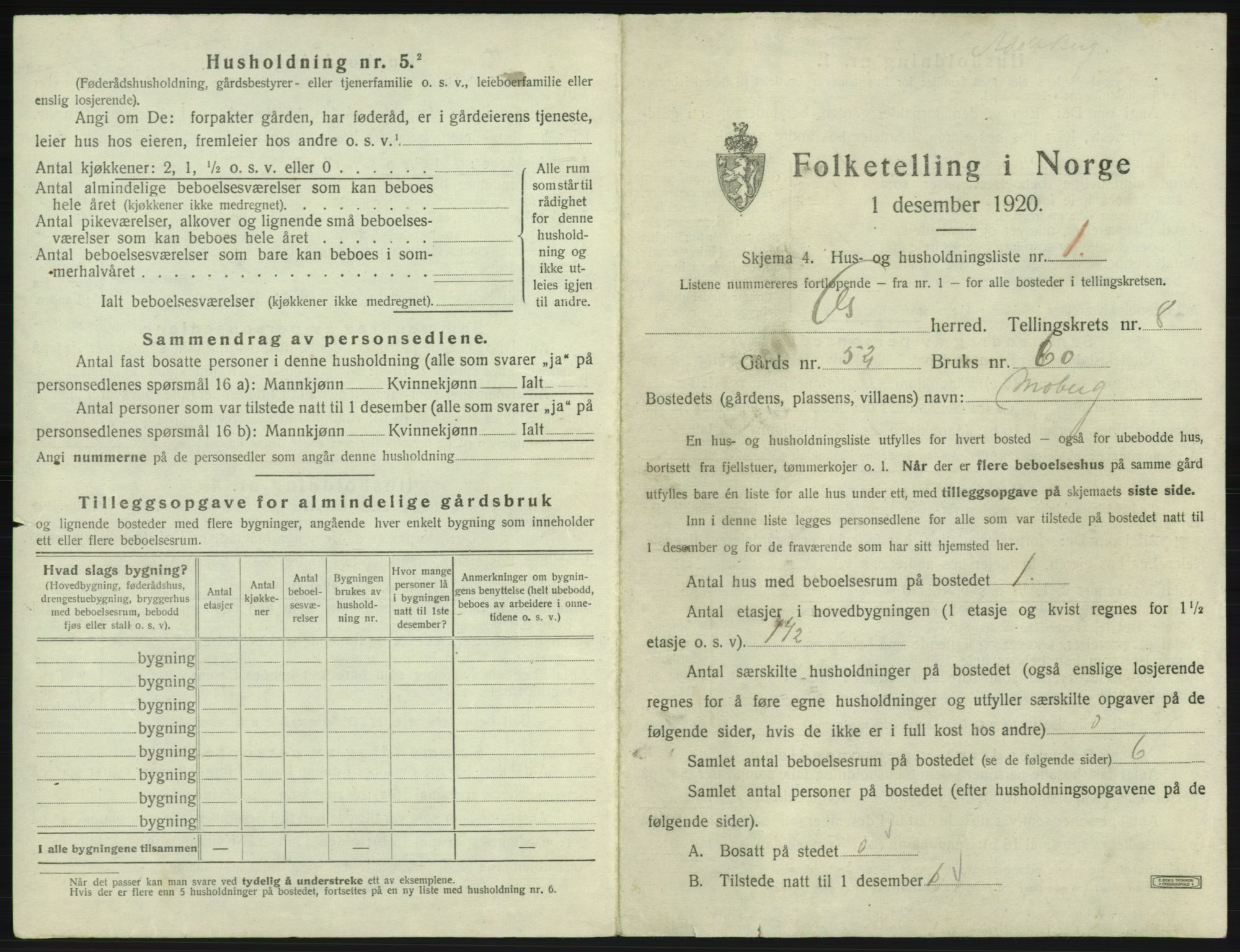 SAB, 1920 census for Os, 1920, p. 821