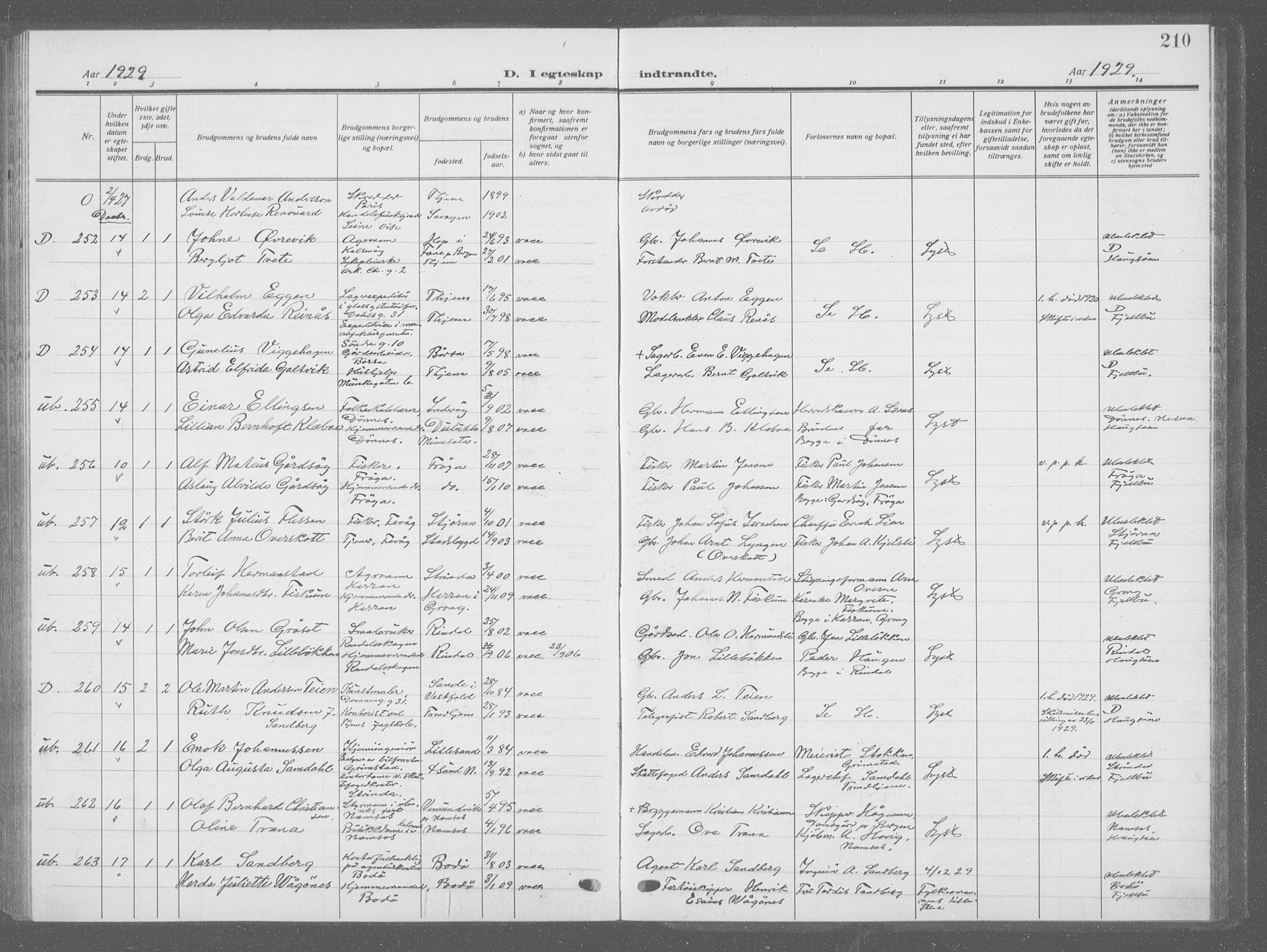 Ministerialprotokoller, klokkerbøker og fødselsregistre - Sør-Trøndelag, SAT/A-1456/601/L0098: Parish register (copy) no. 601C16, 1921-1934, p. 210