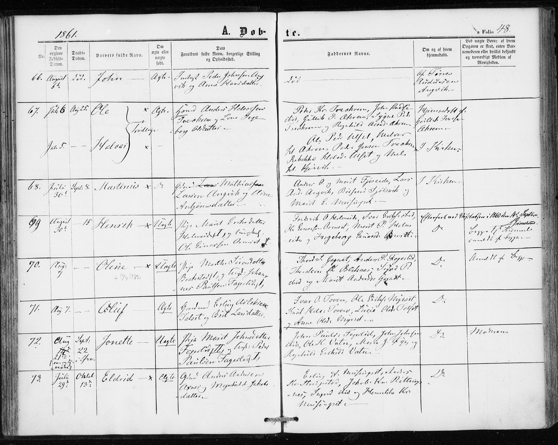 Ministerialprotokoller, klokkerbøker og fødselsregistre - Møre og Romsdal, AV/SAT-A-1454/586/L0985: Parish register (official) no. 586A11, 1857-1866, p. 48