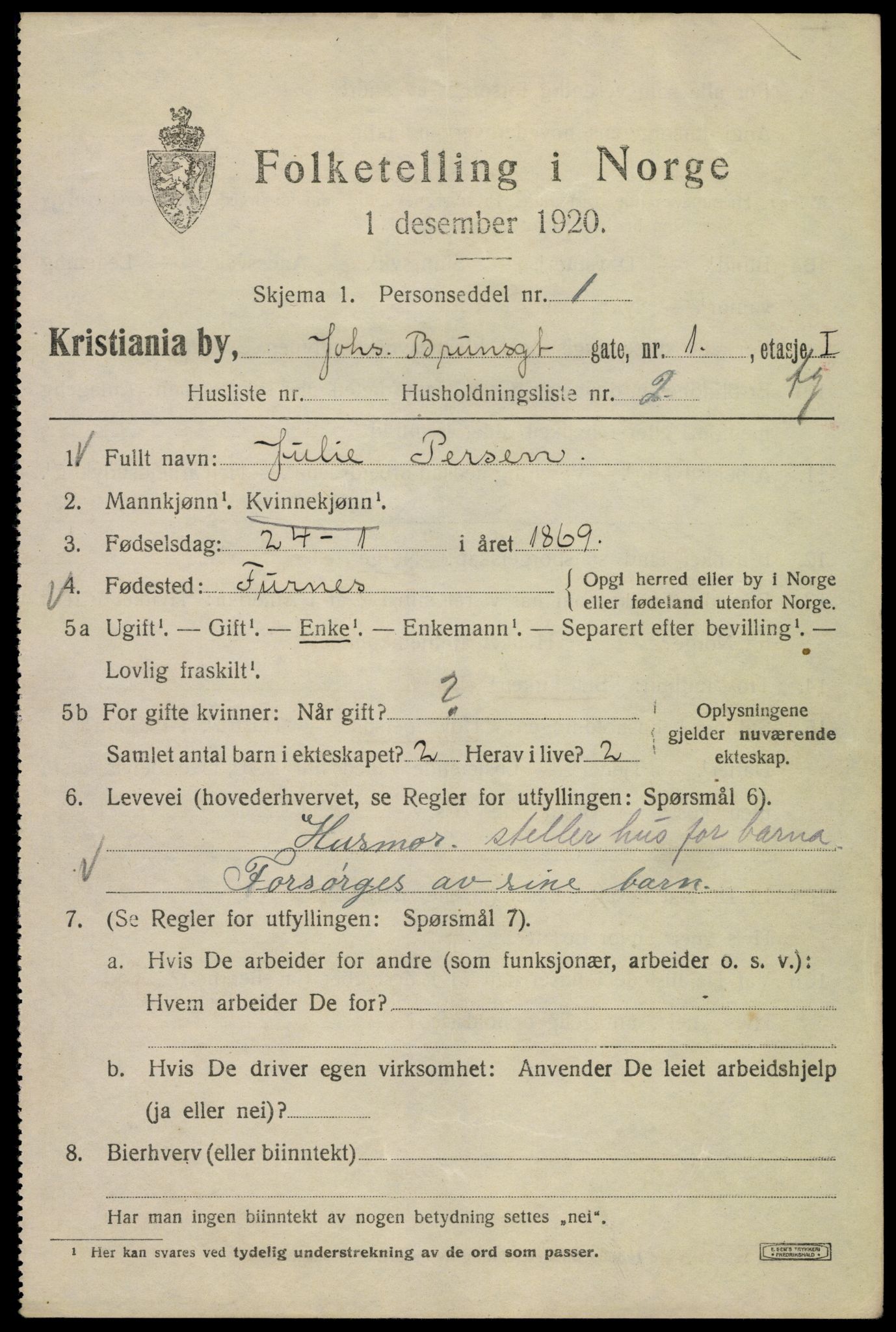 SAO, 1920 census for Kristiania, 1920, p. 323483