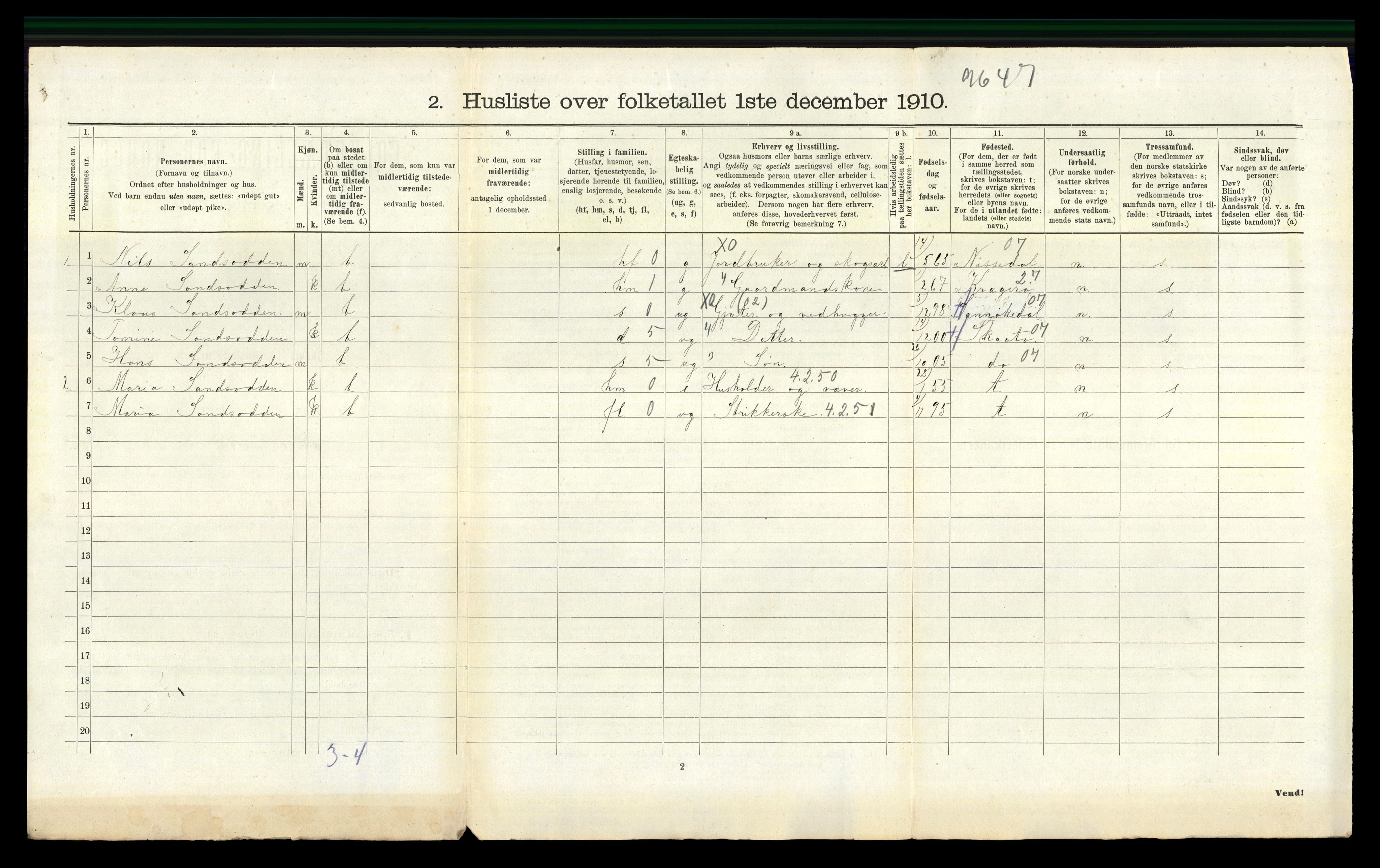 RA, 1910 census for Drangedal, 1910, p. 496