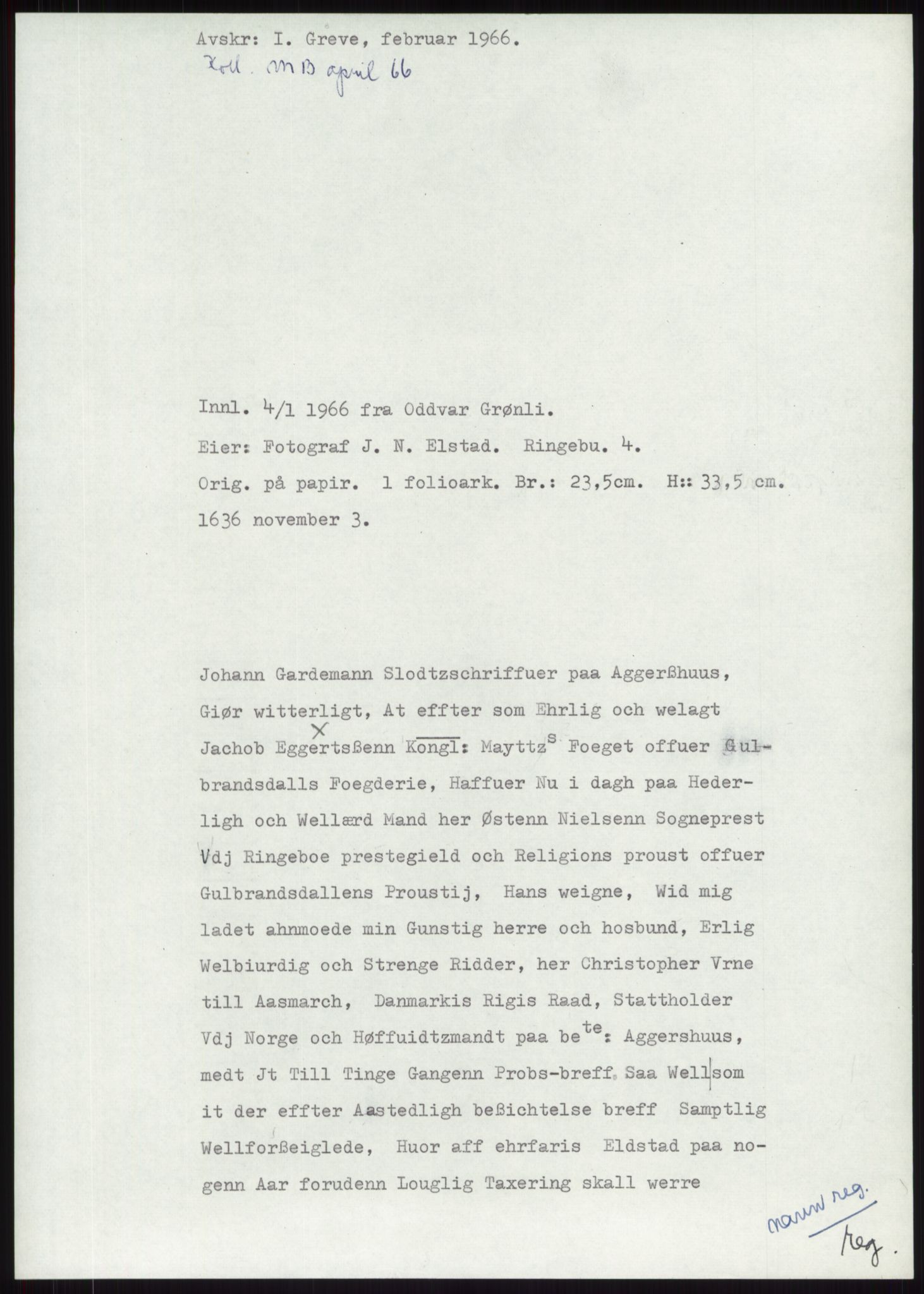 Samlinger til kildeutgivelse, Diplomavskriftsamlingen, RA/EA-4053/H/Ha, p. 1960