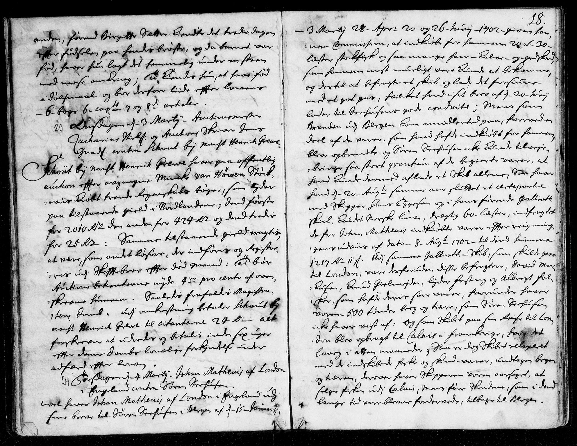 Overhoffretten 1667-1797, AV/RA-EA-2884/Aa/L0036: Avsiktsprotokoll, 1706, p. 17b-18a