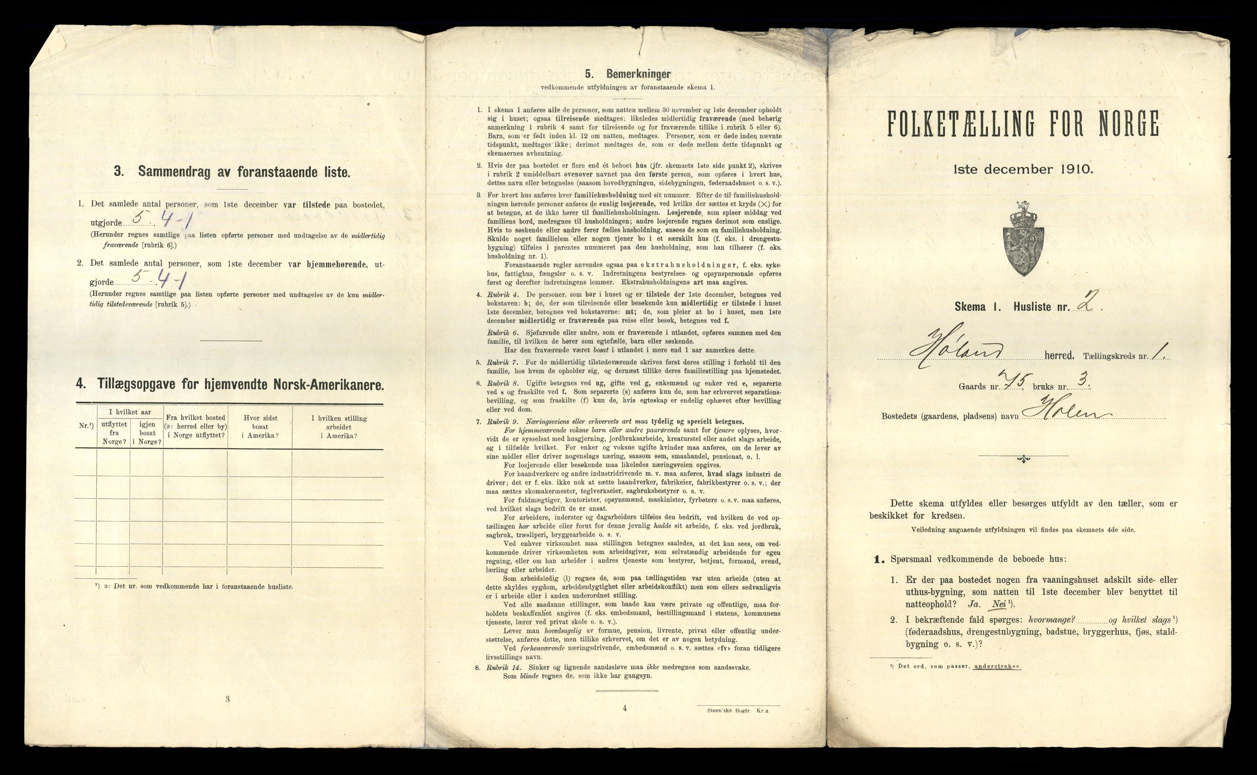 RA, 1910 census for Høland, 1910, p. 55