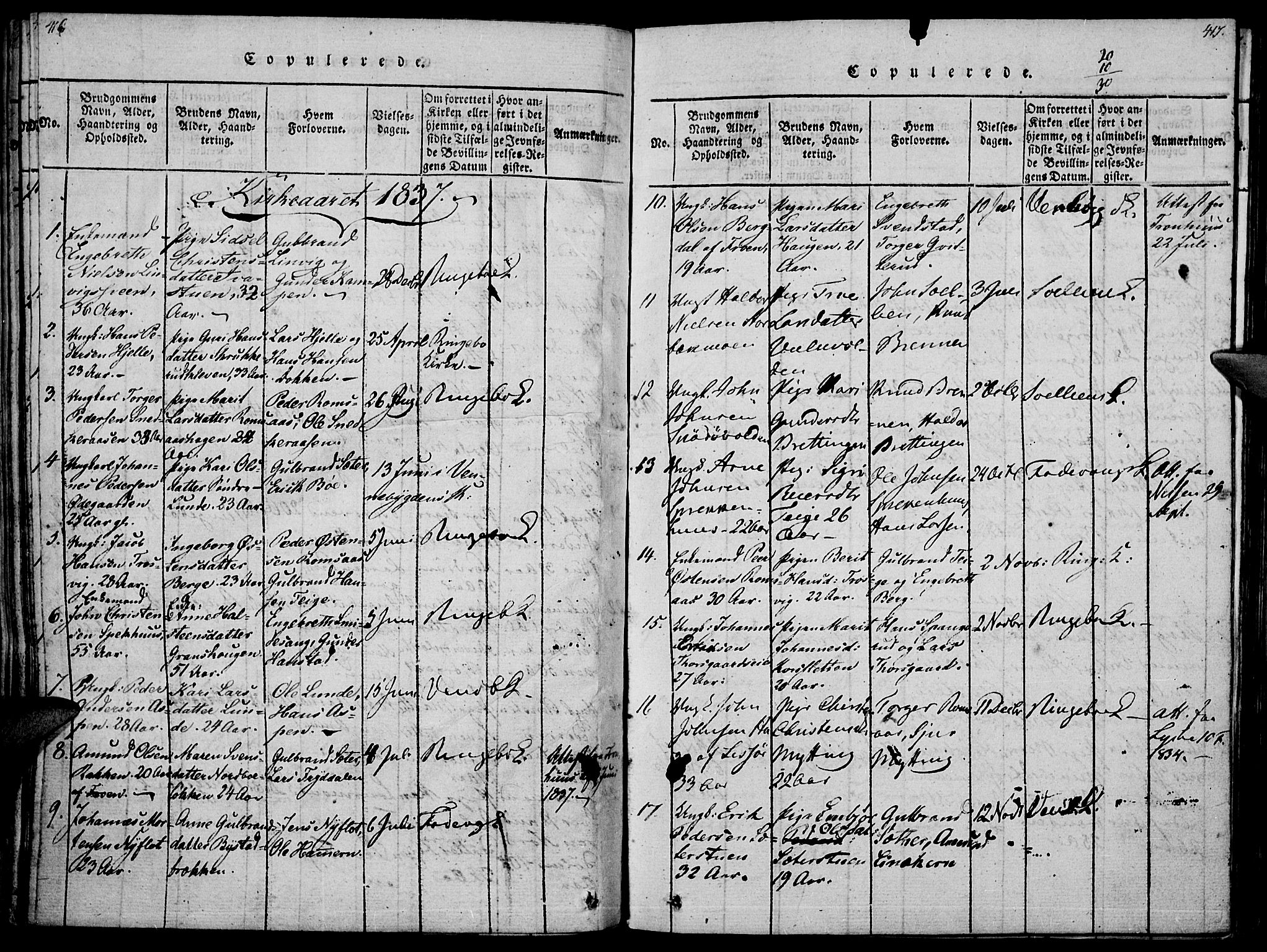 Ringebu prestekontor, SAH/PREST-082/H/Ha/Haa/L0004: Parish register (official) no. 4, 1821-1839, p. 416-417