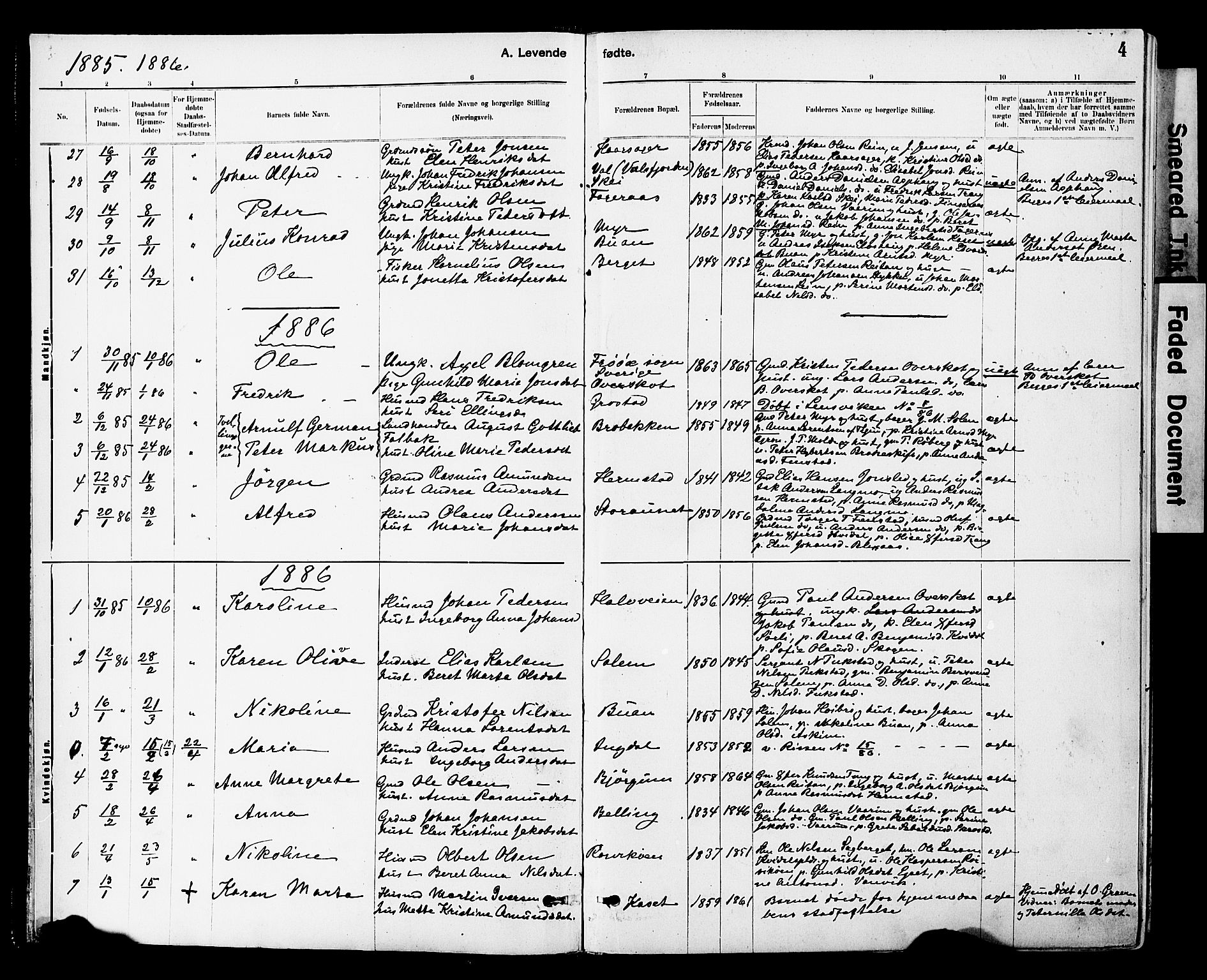 Ministerialprotokoller, klokkerbøker og fødselsregistre - Sør-Trøndelag, SAT/A-1456/646/L0615: Parish register (official) no. 646A13, 1885-1900, p. 4