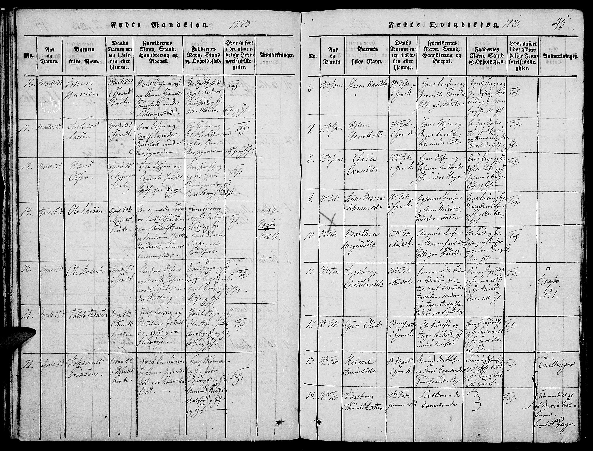 Vardal prestekontor, AV/SAH-PREST-100/H/Ha/Haa/L0004: Parish register (official) no. 4, 1814-1831, p. 45