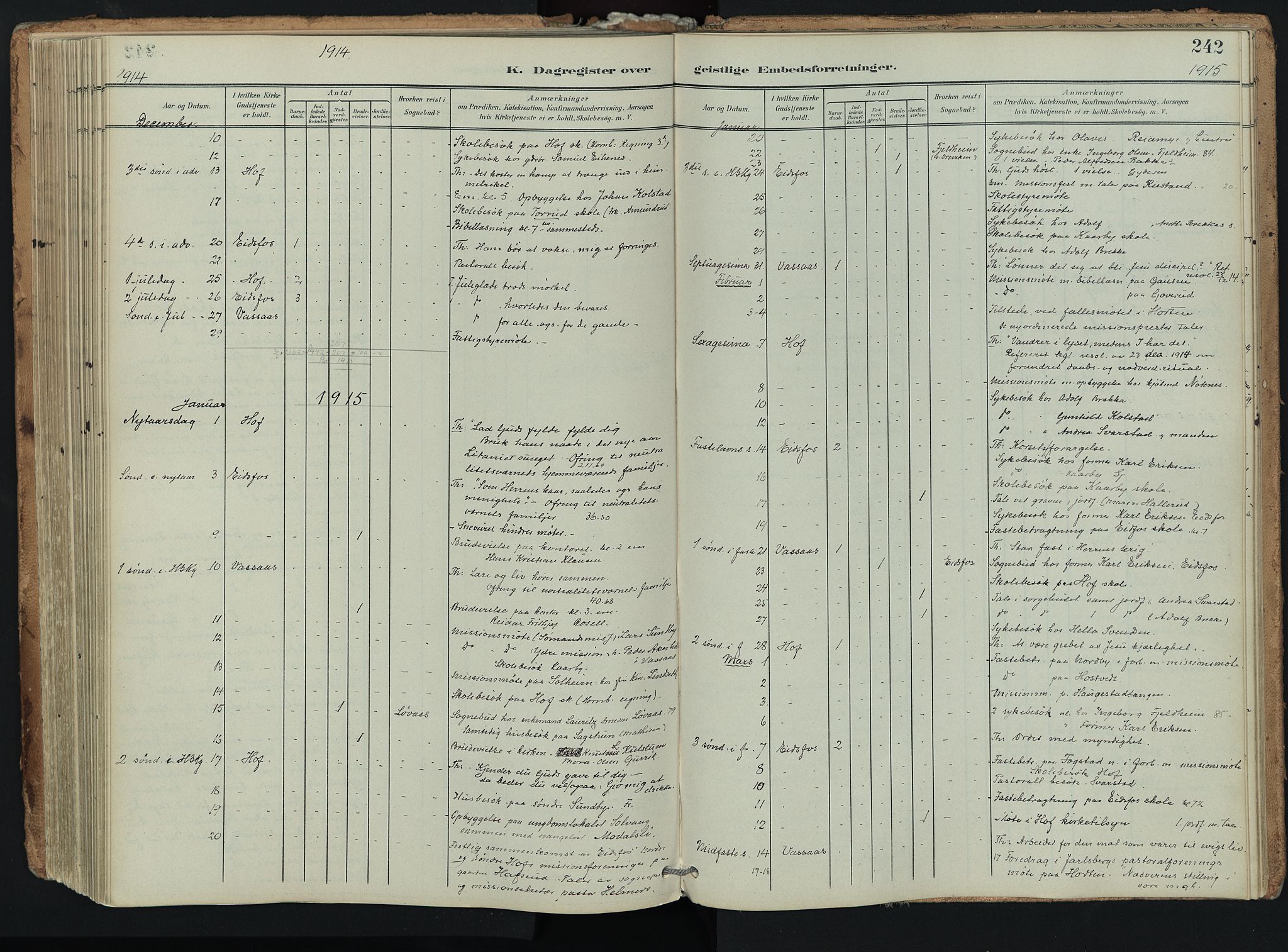 Hof kirkebøker, AV/SAKO-A-64/F/Fa/L0008: Parish register (official) no. I 8, 1902-1921, p. 242