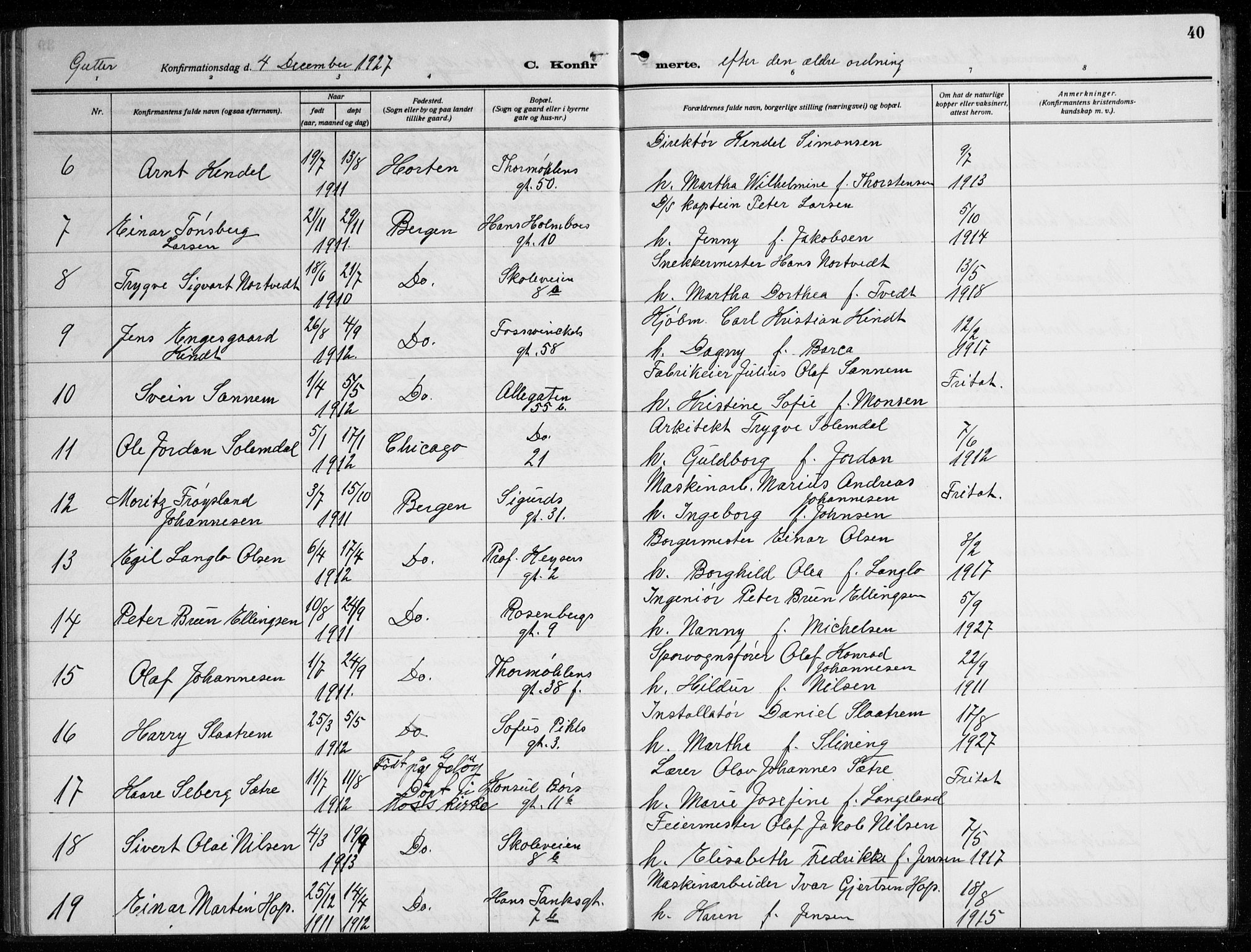 Johanneskirken sokneprestembete, AV/SAB-A-76001/H/Haa/L0010: Parish register (official) no. C 3, 1925-1935, p. 40