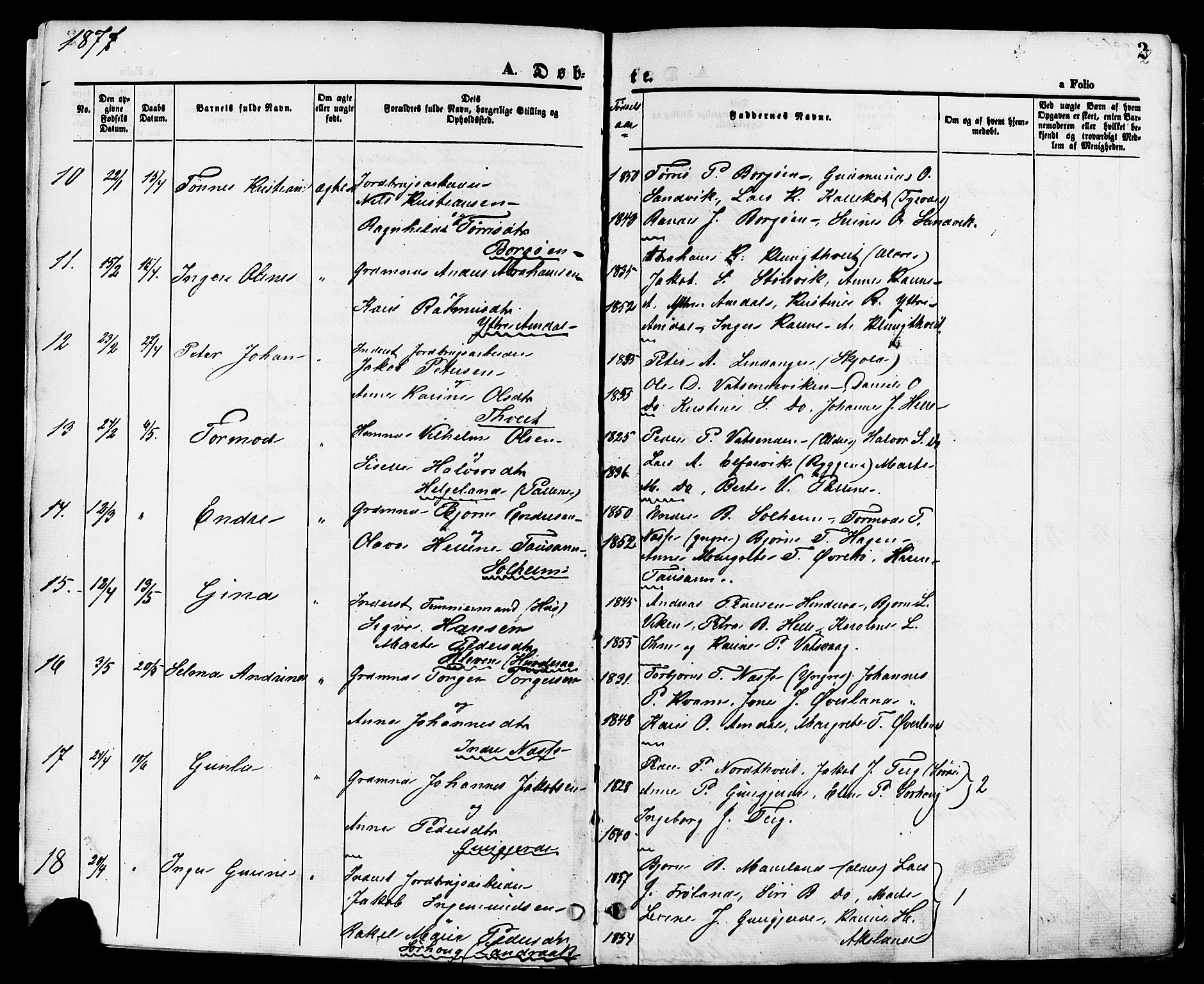 Nedstrand sokneprestkontor, AV/SAST-A-101841/01/IV: Parish register (official) no. A 11, 1877-1887, p. 2