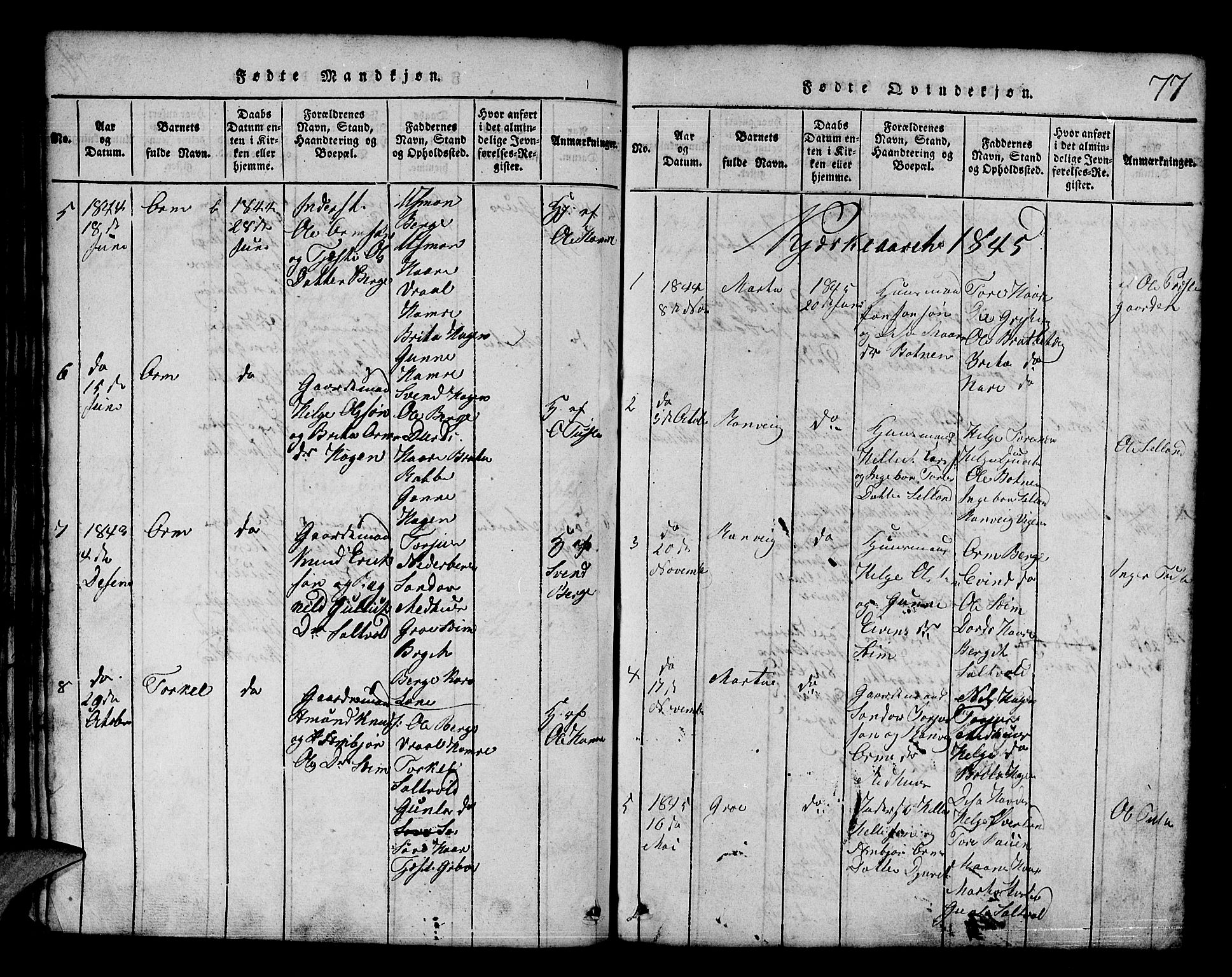 Røldal sokneprestembete, AV/SAB-A-100247: Parish register (copy) no. A 1, 1817-1860, p. 77