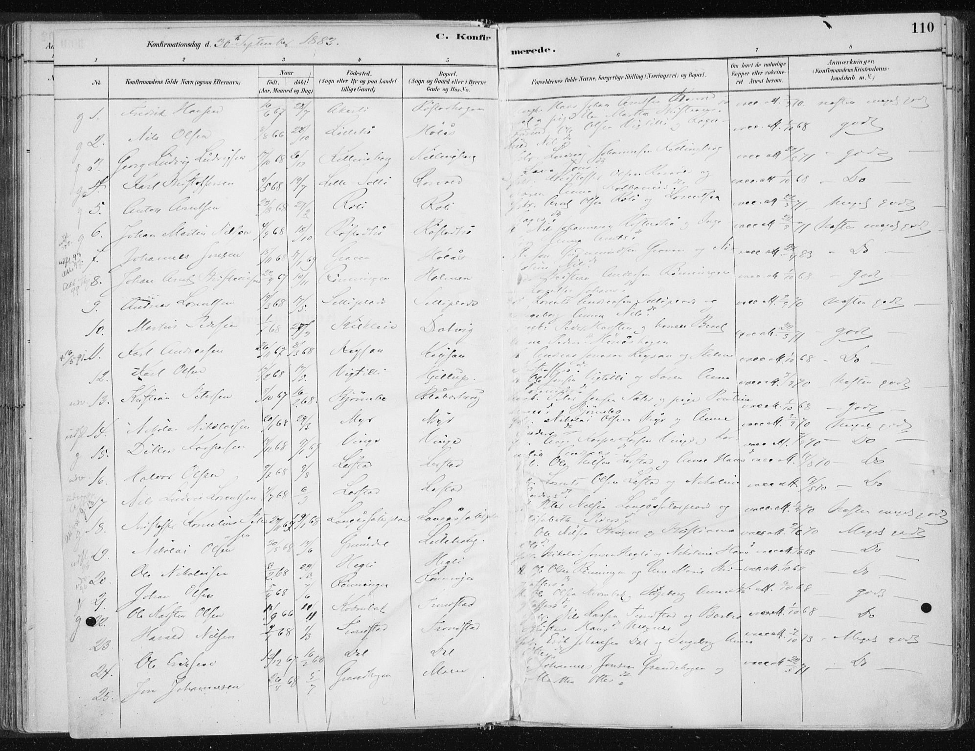 Ministerialprotokoller, klokkerbøker og fødselsregistre - Nord-Trøndelag, SAT/A-1458/701/L0010: Parish register (official) no. 701A10, 1883-1899, p. 110