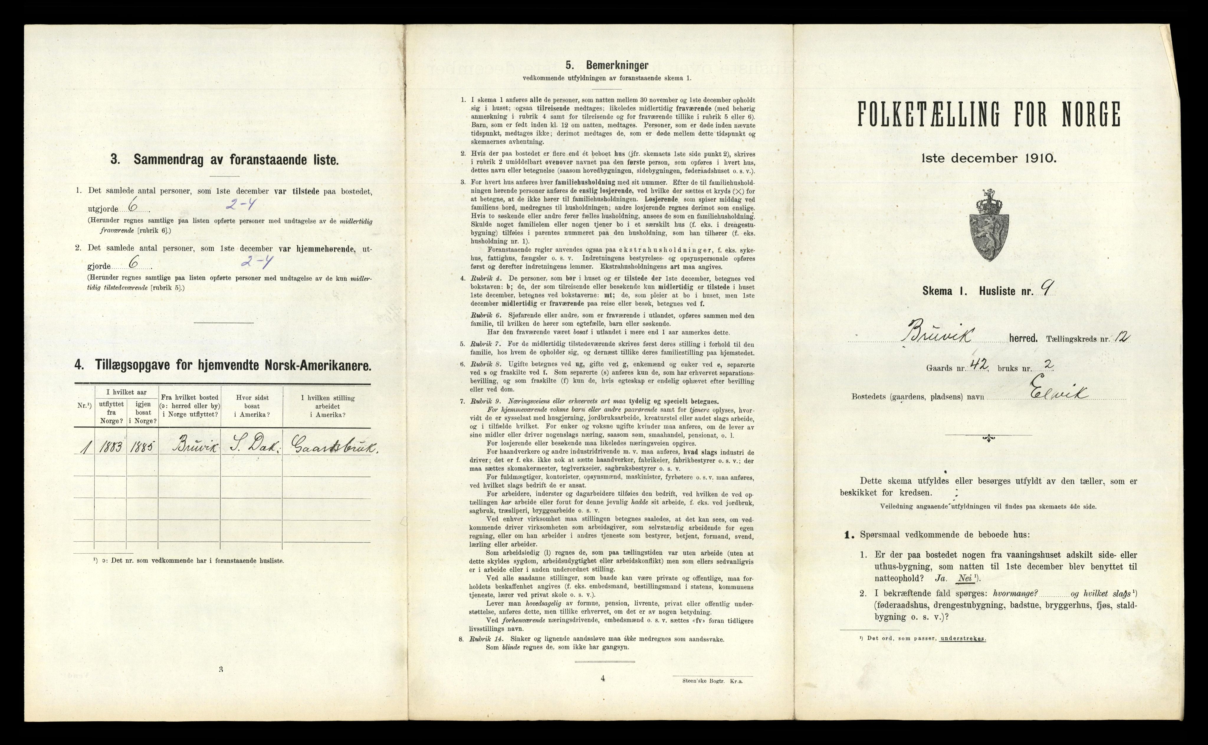 RA, 1910 census for Bruvik, 1910, p. 828