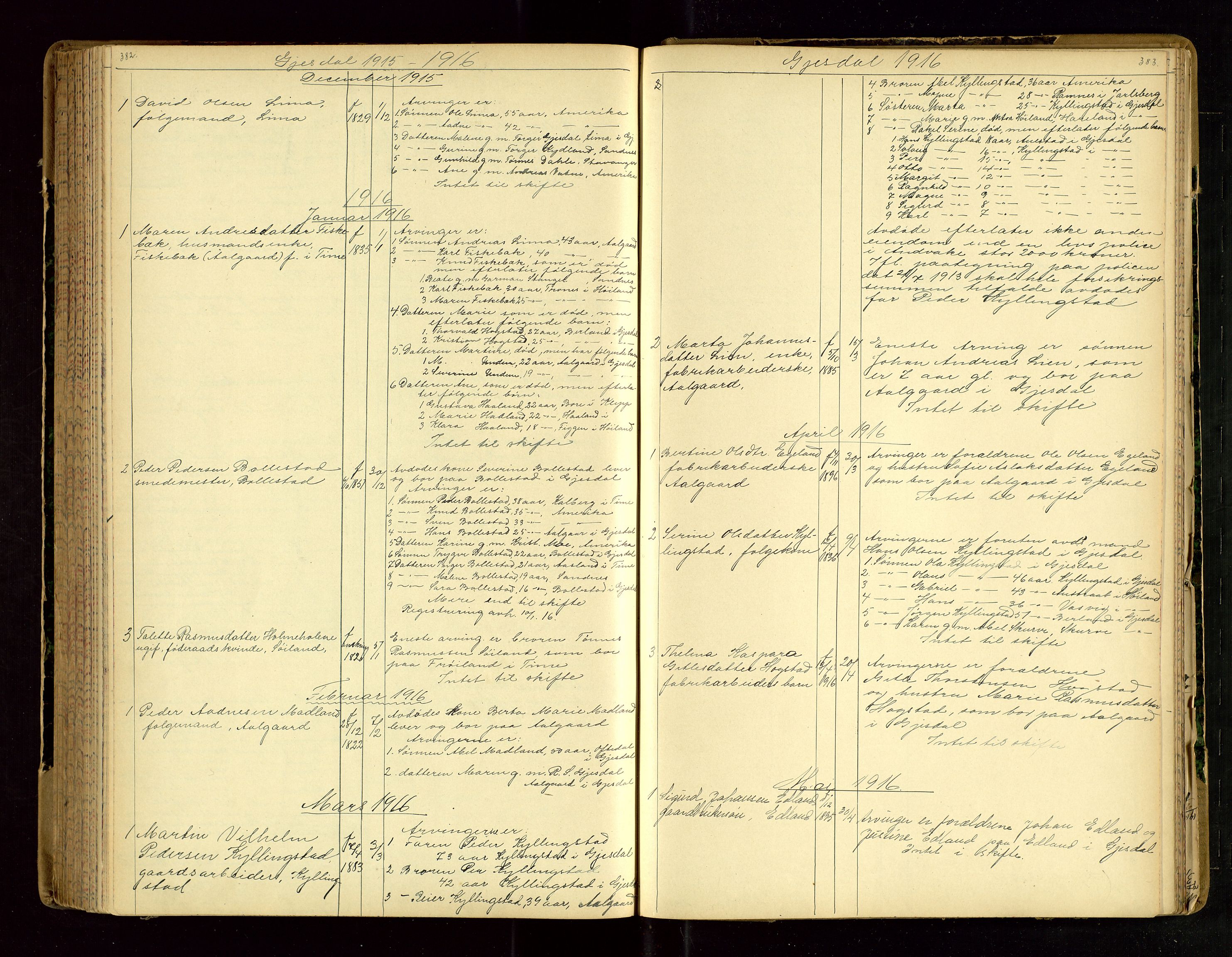 Jæren sorenskriveri, AV/SAST-A-100310/01/5/52/52B/L0003: DØDSFALLPROTOKOLL, 1910-1916, p. 382-383