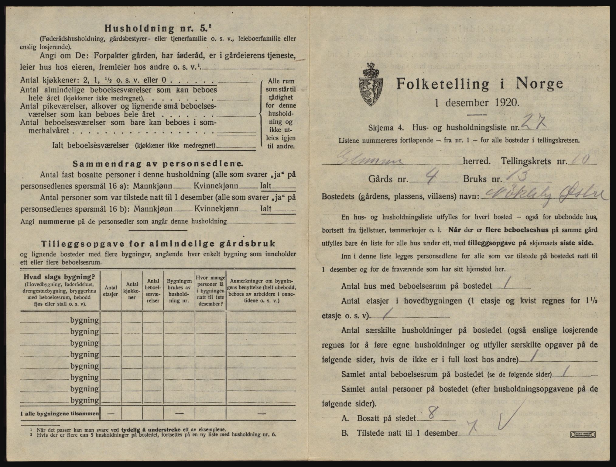 SAO, 1920 census for Glemmen, 1920, p. 1977