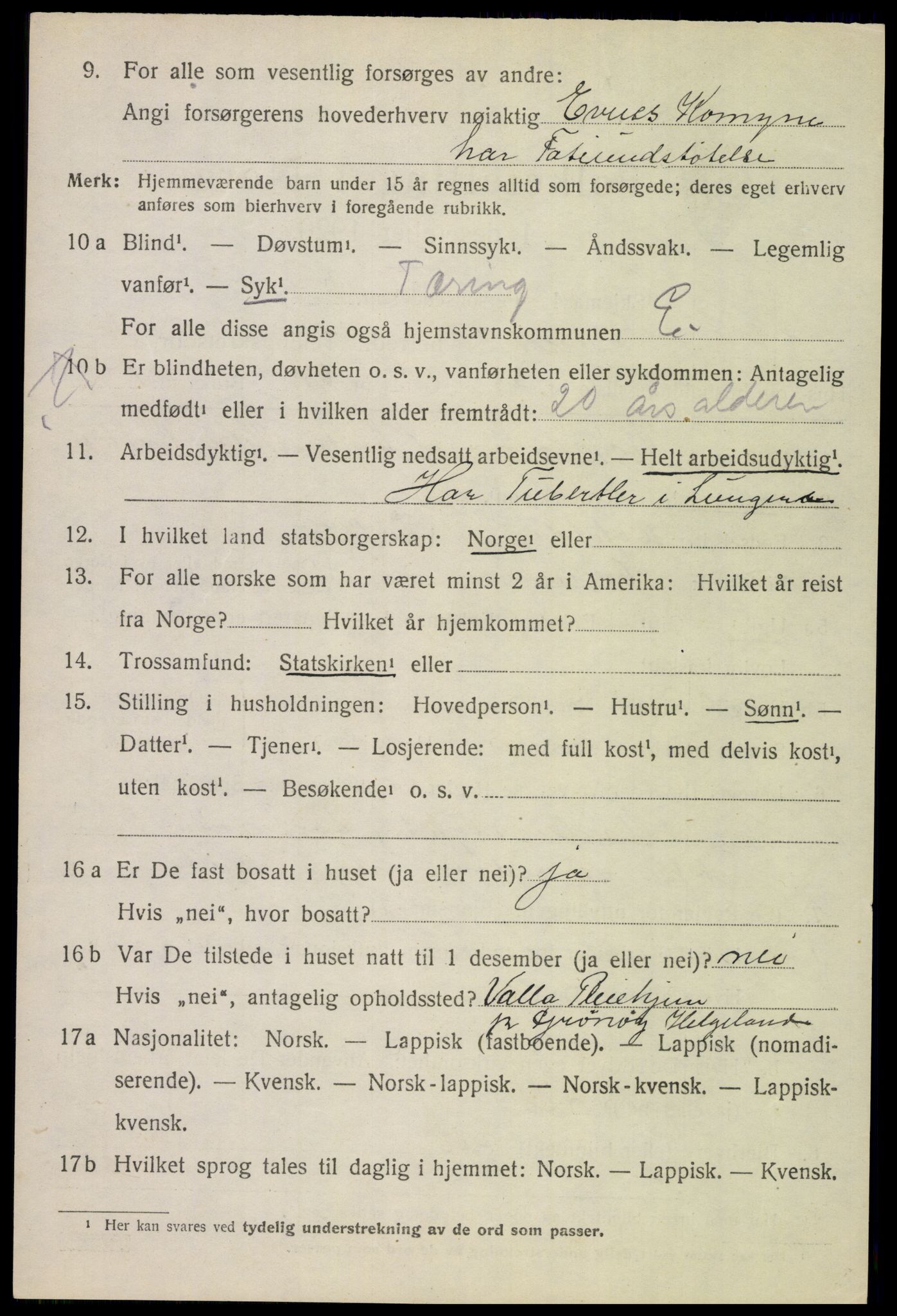 SAT, 1920 census for Evenes, 1920, p. 12651